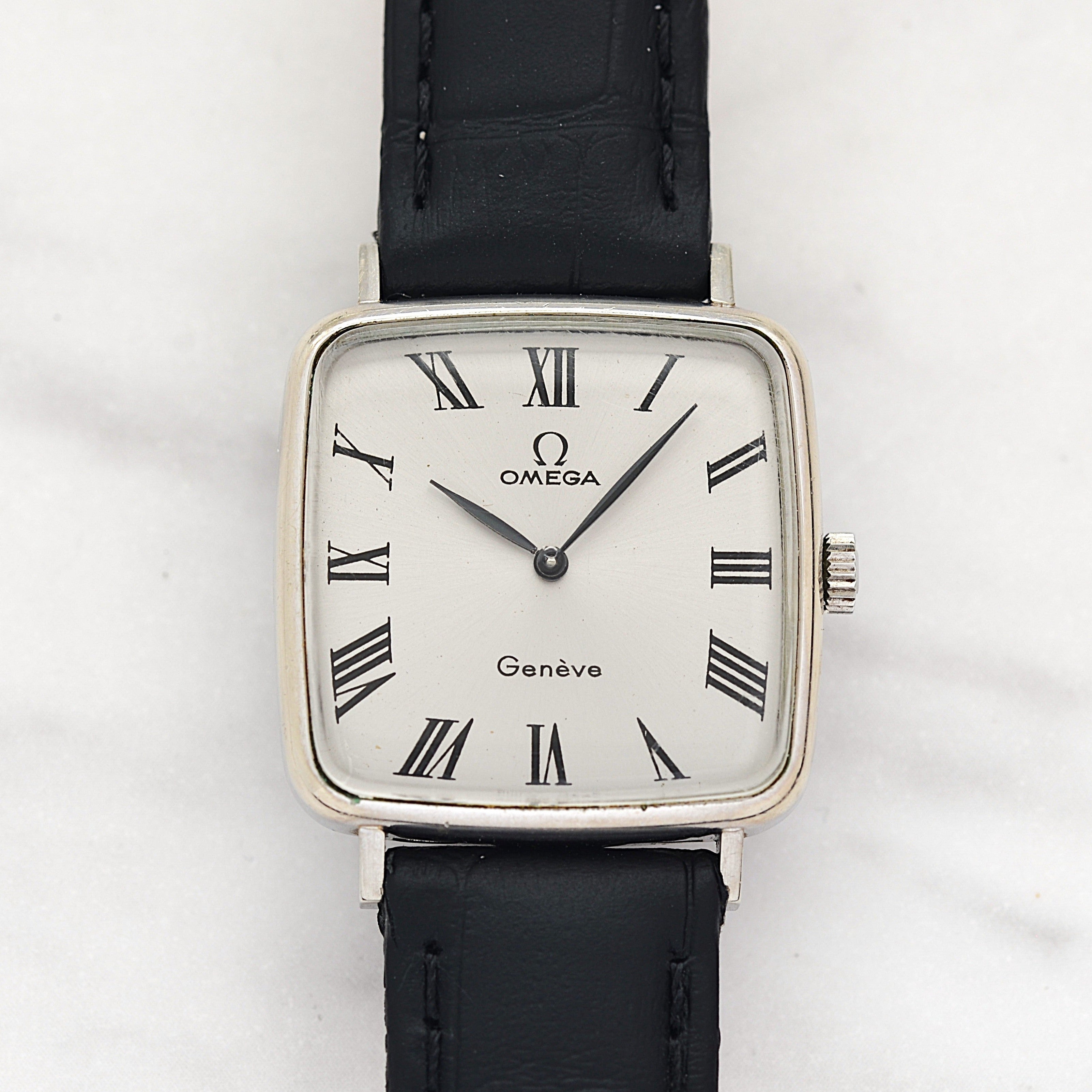 【OMEGA】オメガ ジュネーヴ WGP スクエア Silver ボーイズサイズ 純正尾錠付き