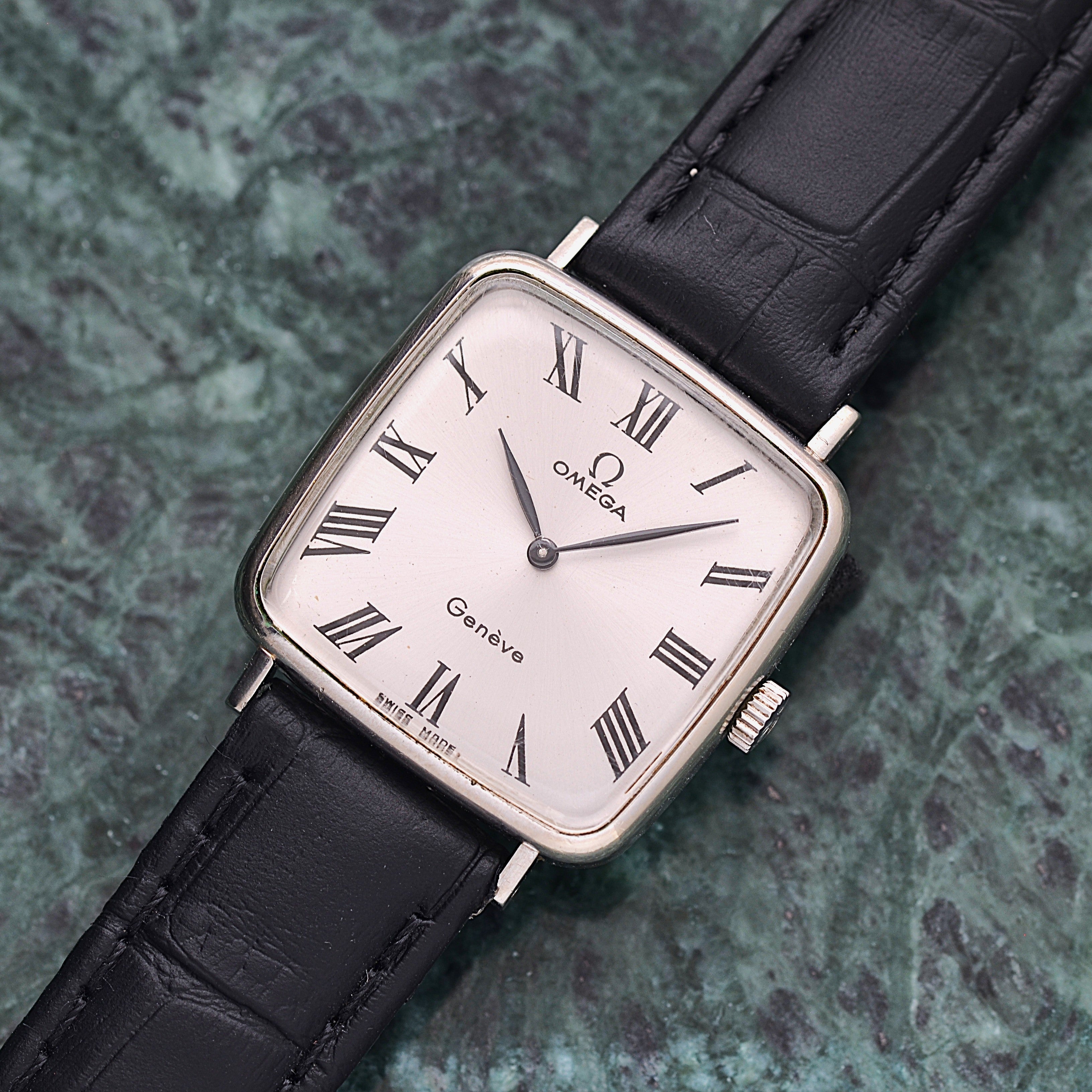 【OMEGA】オメガ ジュネーヴ WGP スクエア Silver ボーイズサイズ 純正尾錠付き