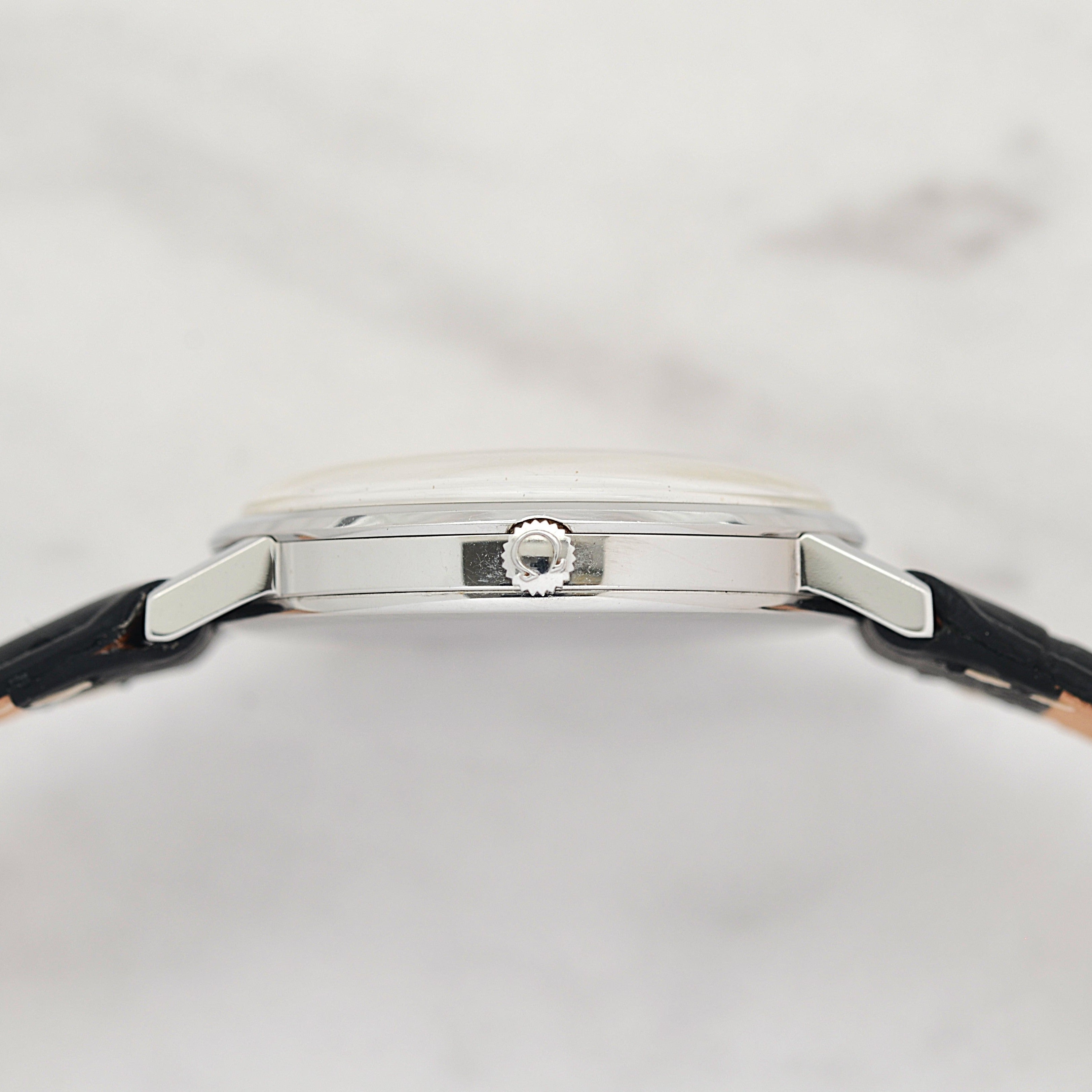 【OMEGA】オメガ ジュネーヴ SS ボーイズサイズ 全数字アップライトアラビアインデックス 純正尾錠付き