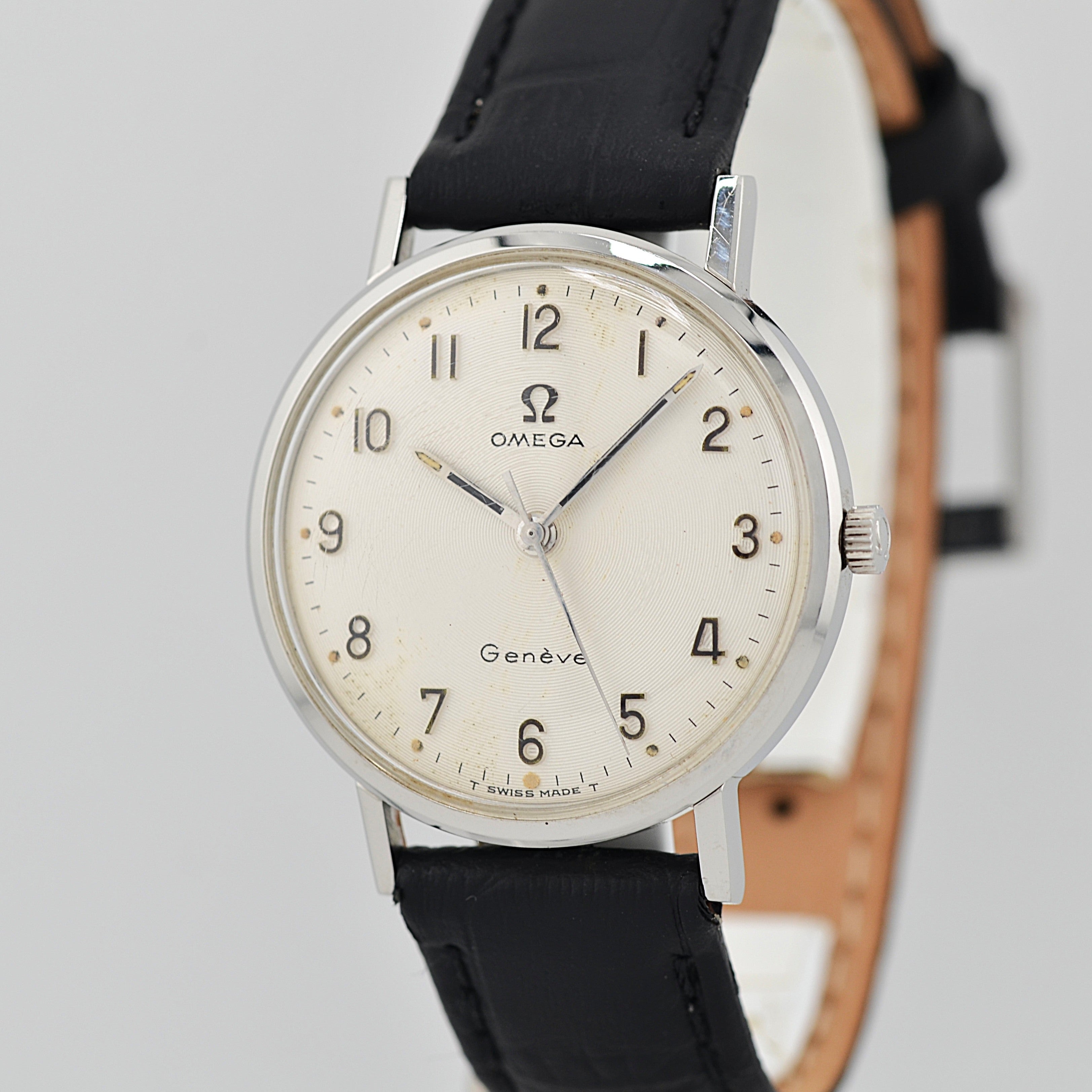【OMEGA】オメガ ジュネーヴ SS ボーイズサイズ 全数字アップライトアラビアインデックス 純正尾錠付き