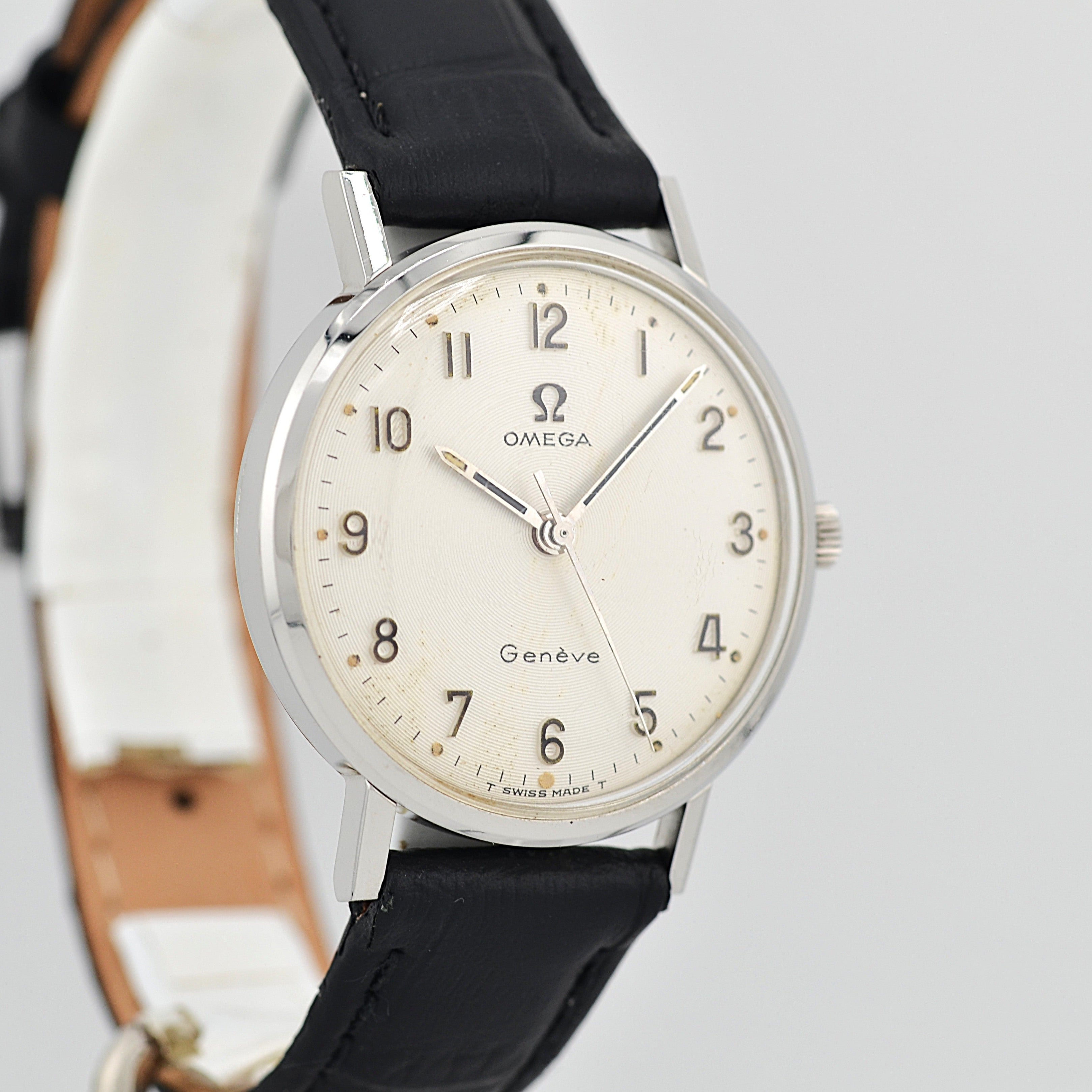 【OMEGA】オメガ ジュネーヴ SS ボーイズサイズ 全数字アップライトアラビアインデックス 純正尾錠付き