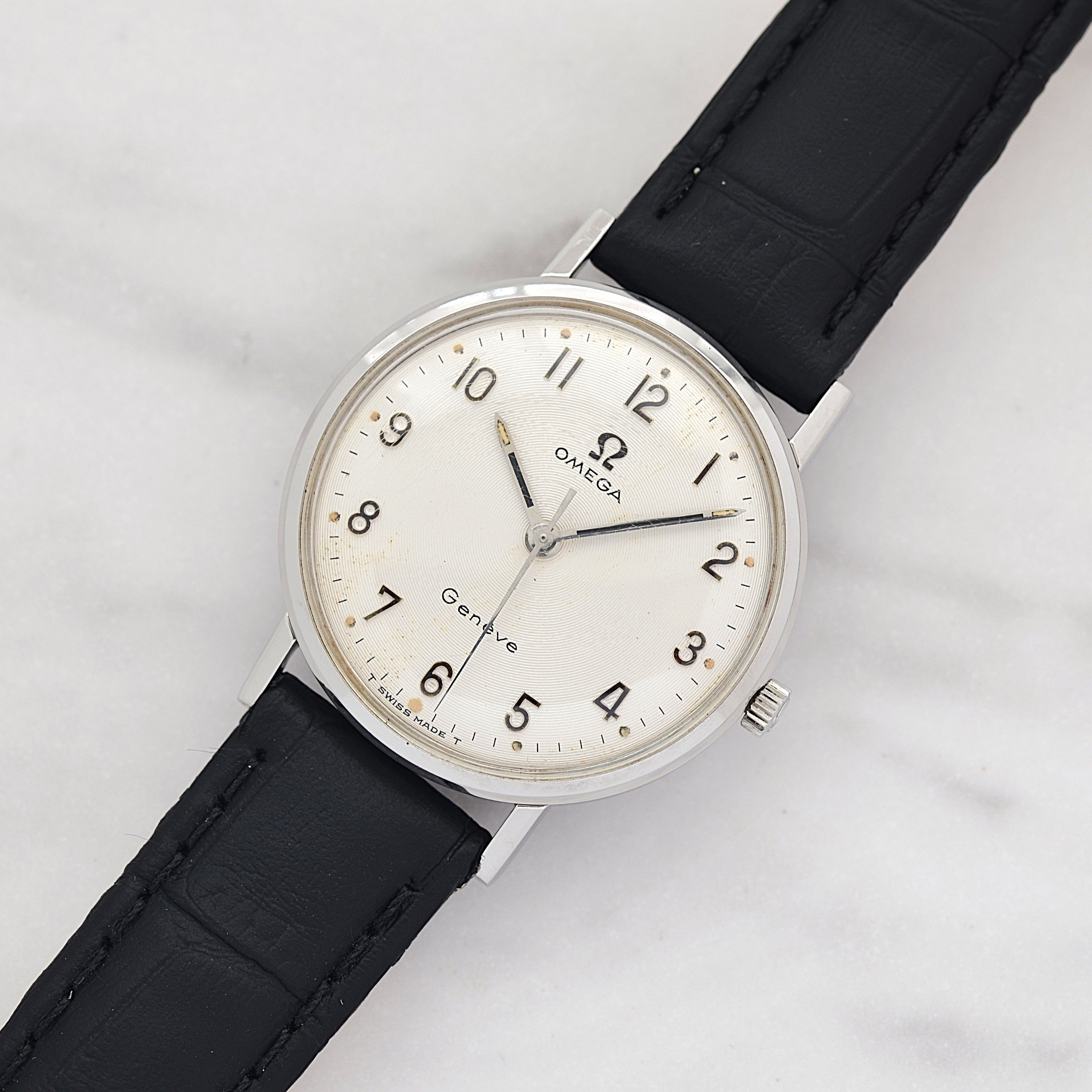 【OMEGA】オメガ ジュネーヴ SS ボーイズサイズ 全数字アップライトアラビアインデックス 純正尾錠付き