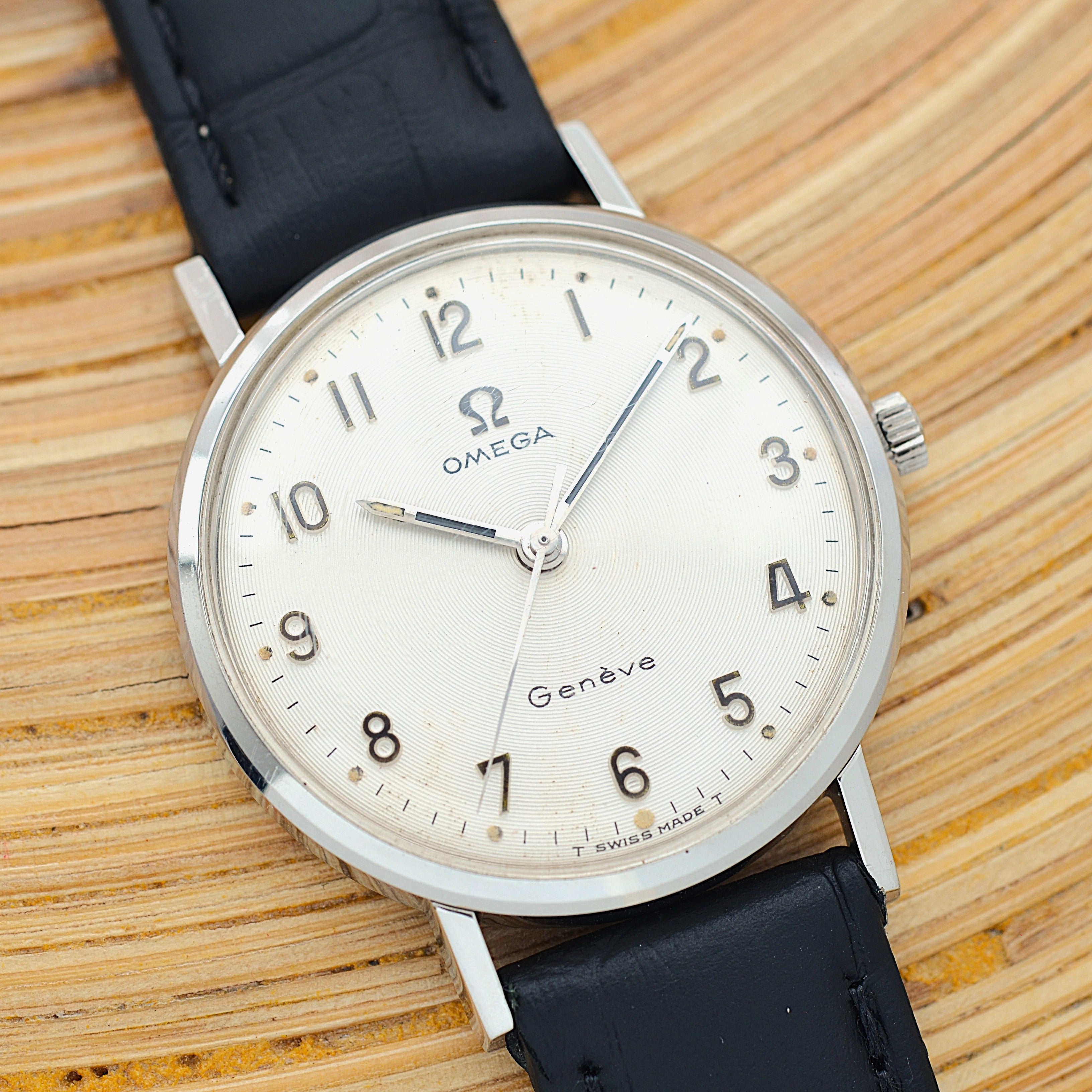 【OMEGA】オメガ ジュネーヴ SS ボーイズサイズ 全数字アップライトアラビアインデックス 純正尾錠付き