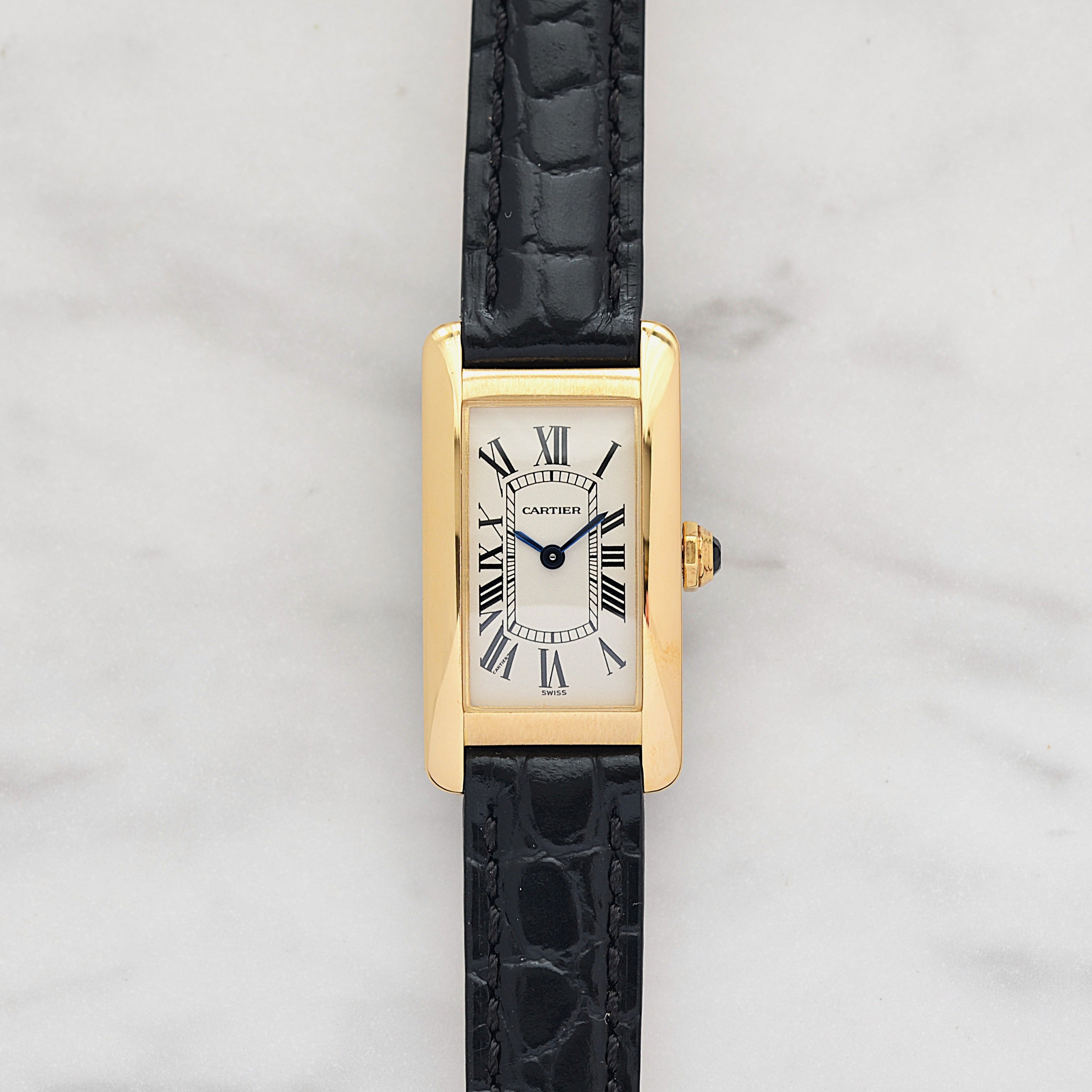 【Cartier】カルティエ タンクアメリカンSM 18KYG 純正18KYG製尾錠付き カルティエコンプリートサービス済み
