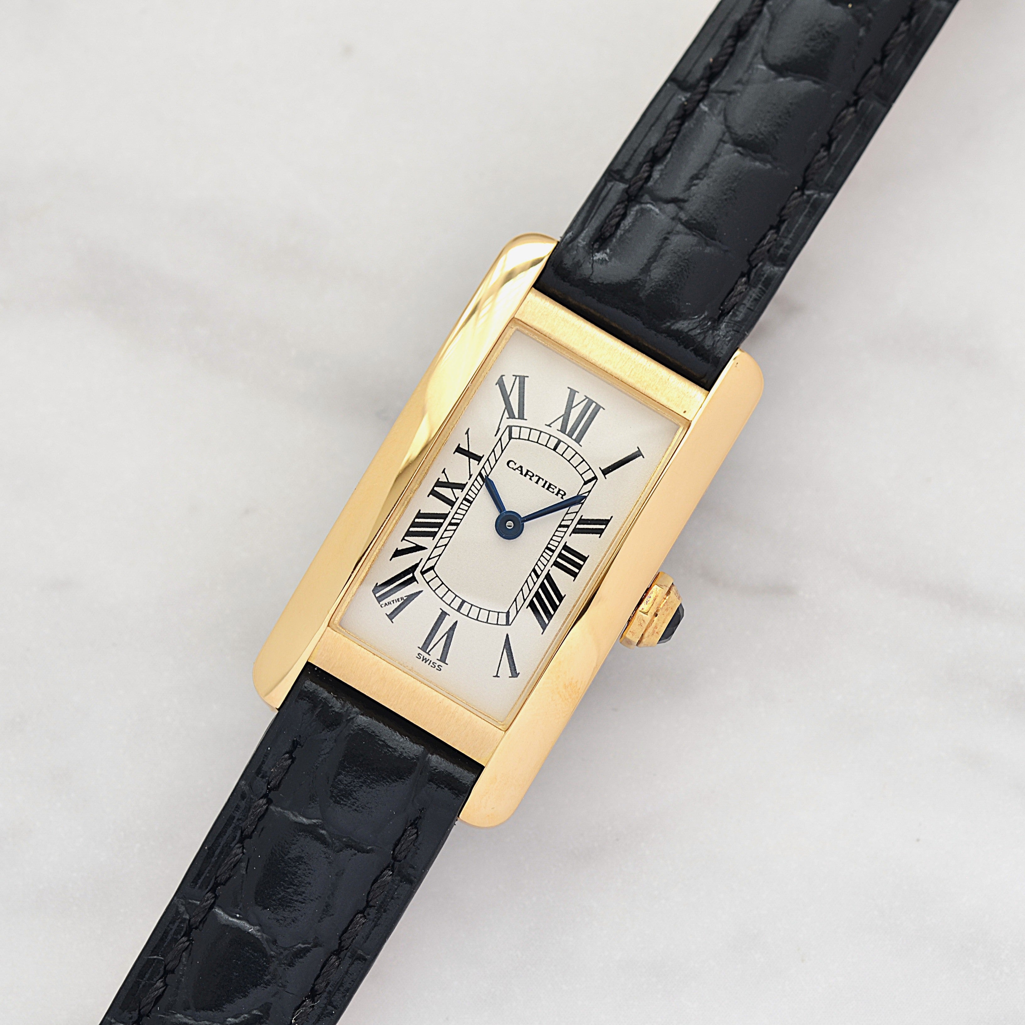 【Cartier】カルティエ タンクアメリカンSM 18KYG 純正18KYG製尾錠付き カルティエコンプリートサービス済み