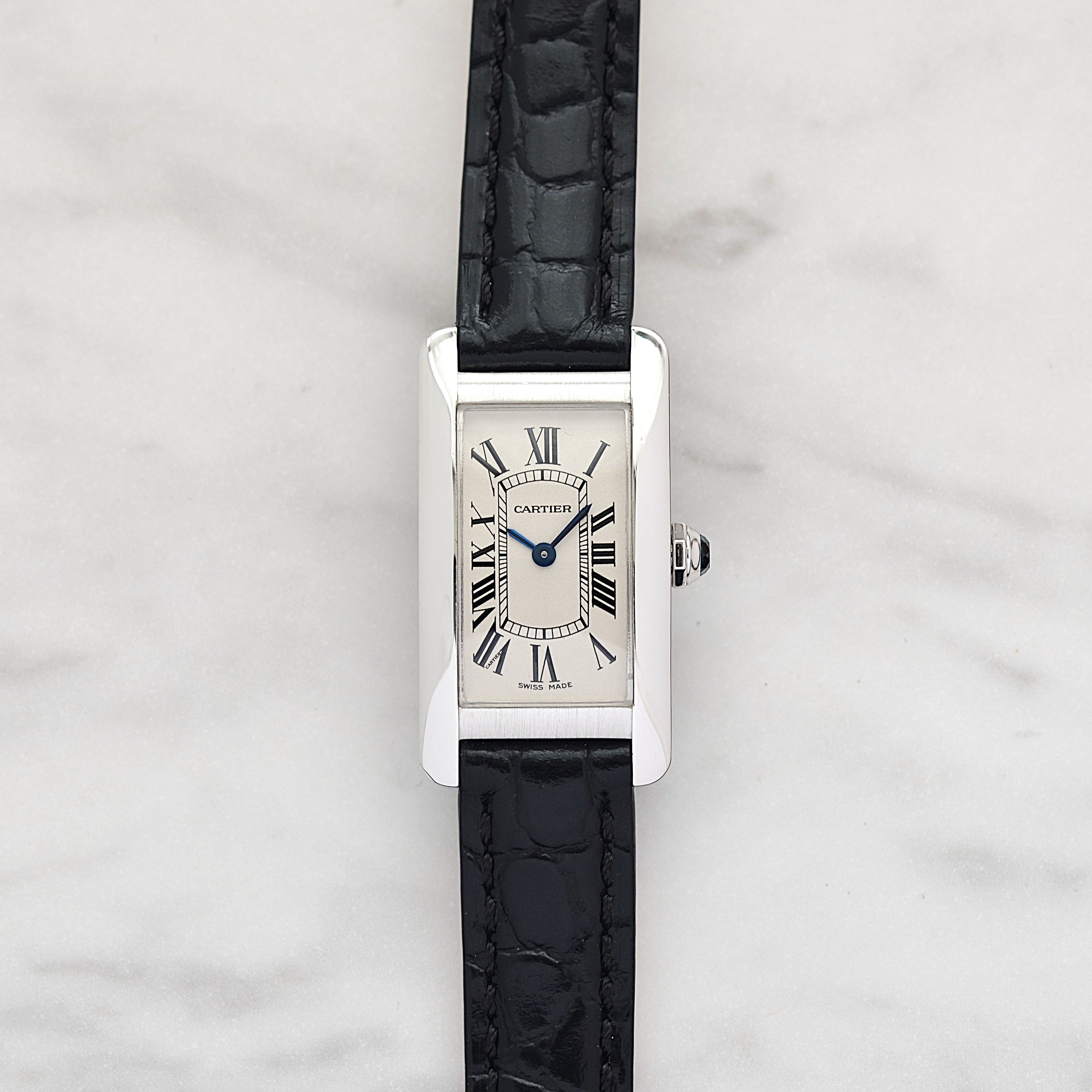 【Cartier】Cartier Tank Américaine SM 18K WG, full set, Cartier complete service performed.