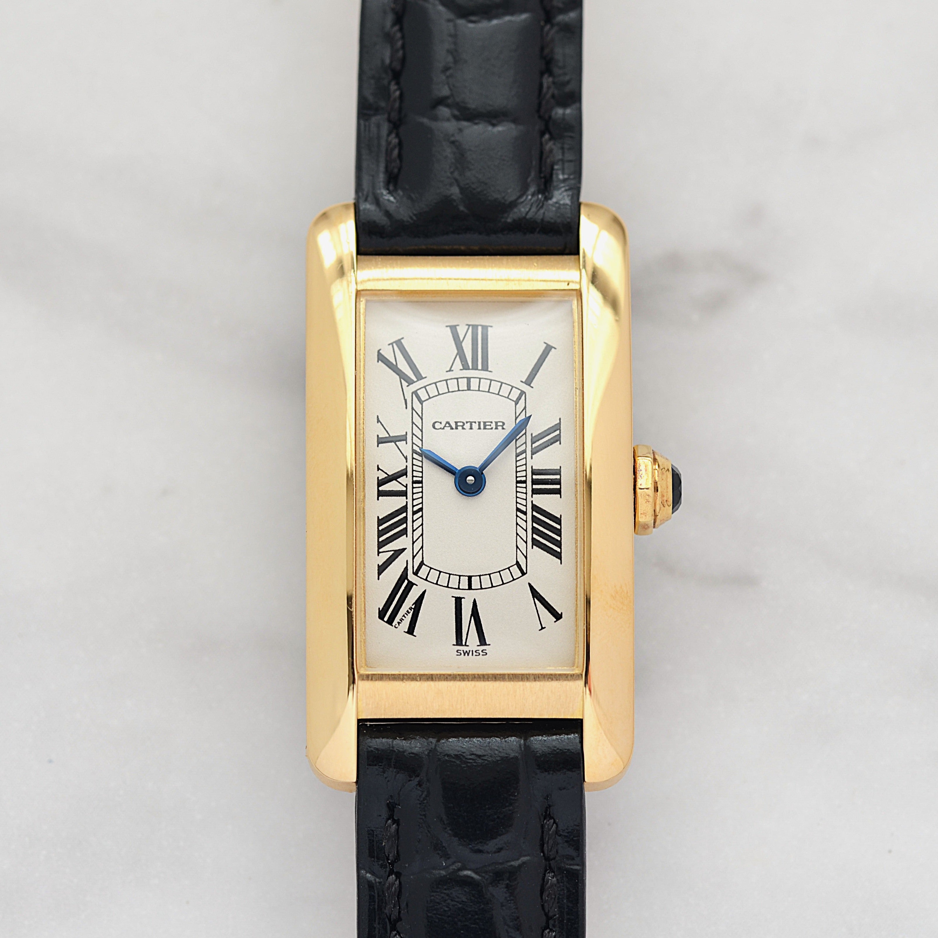 【Cartier】カルティエ タンクアメリカンSM 18KYG 純正18KYG製尾錠付き カルティエコンプリートサービス済み