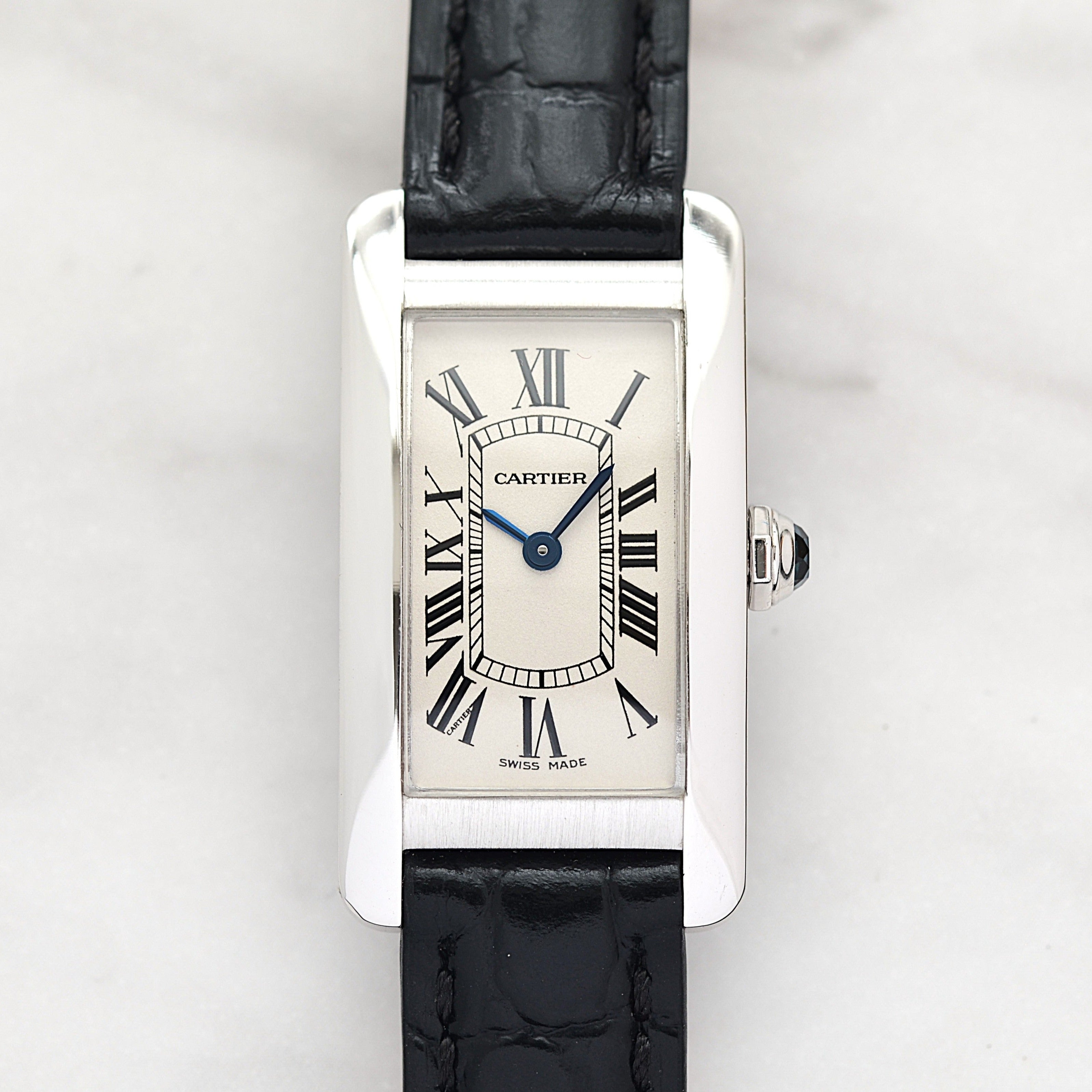 【Cartier】Cartier Tank Américaine SM 18K WG, full set, Cartier complete service performed.