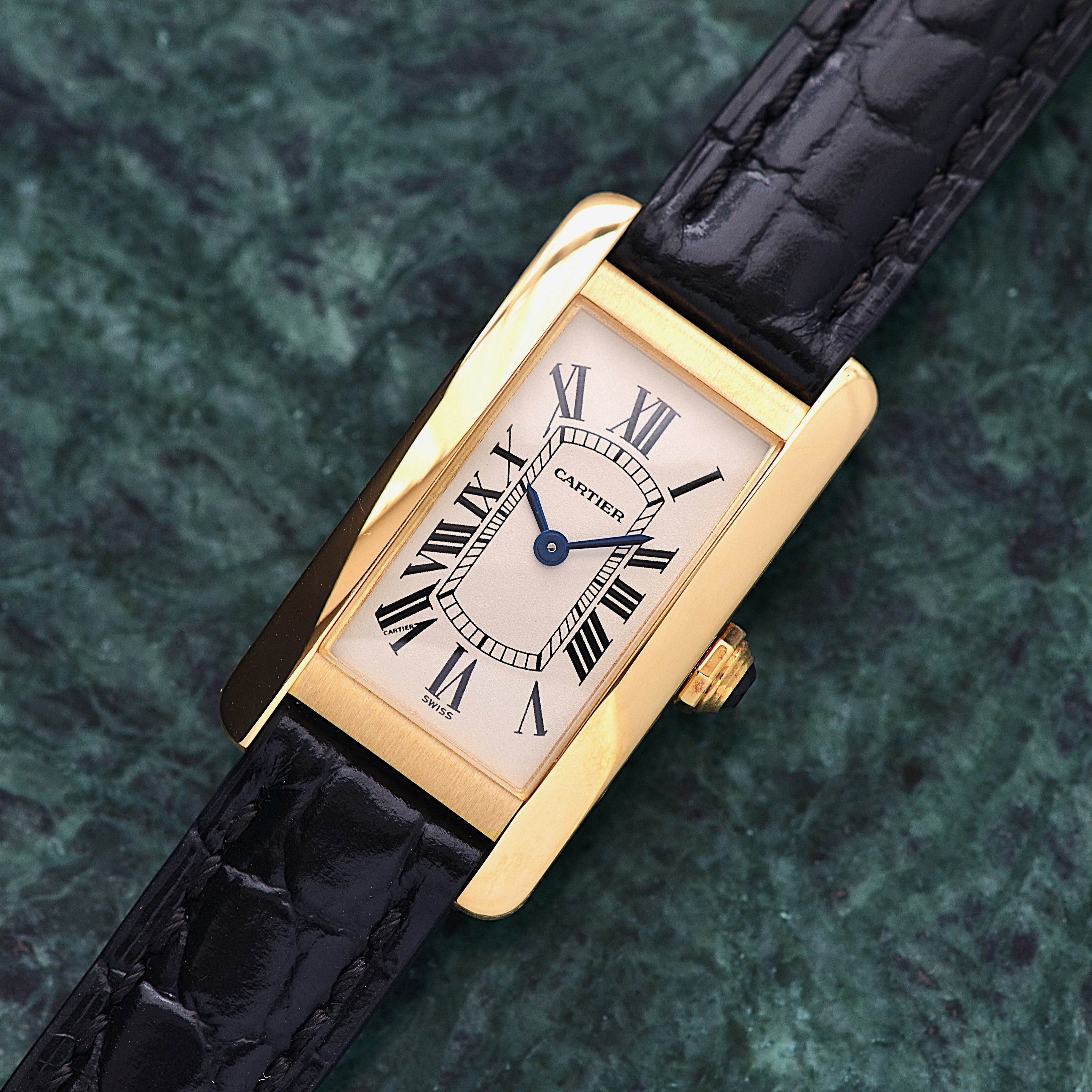 【Cartier】カルティエ タンクアメリカンSM 18KYG 純正18KYG製尾錠付き カルティエコンプリートサービス済み