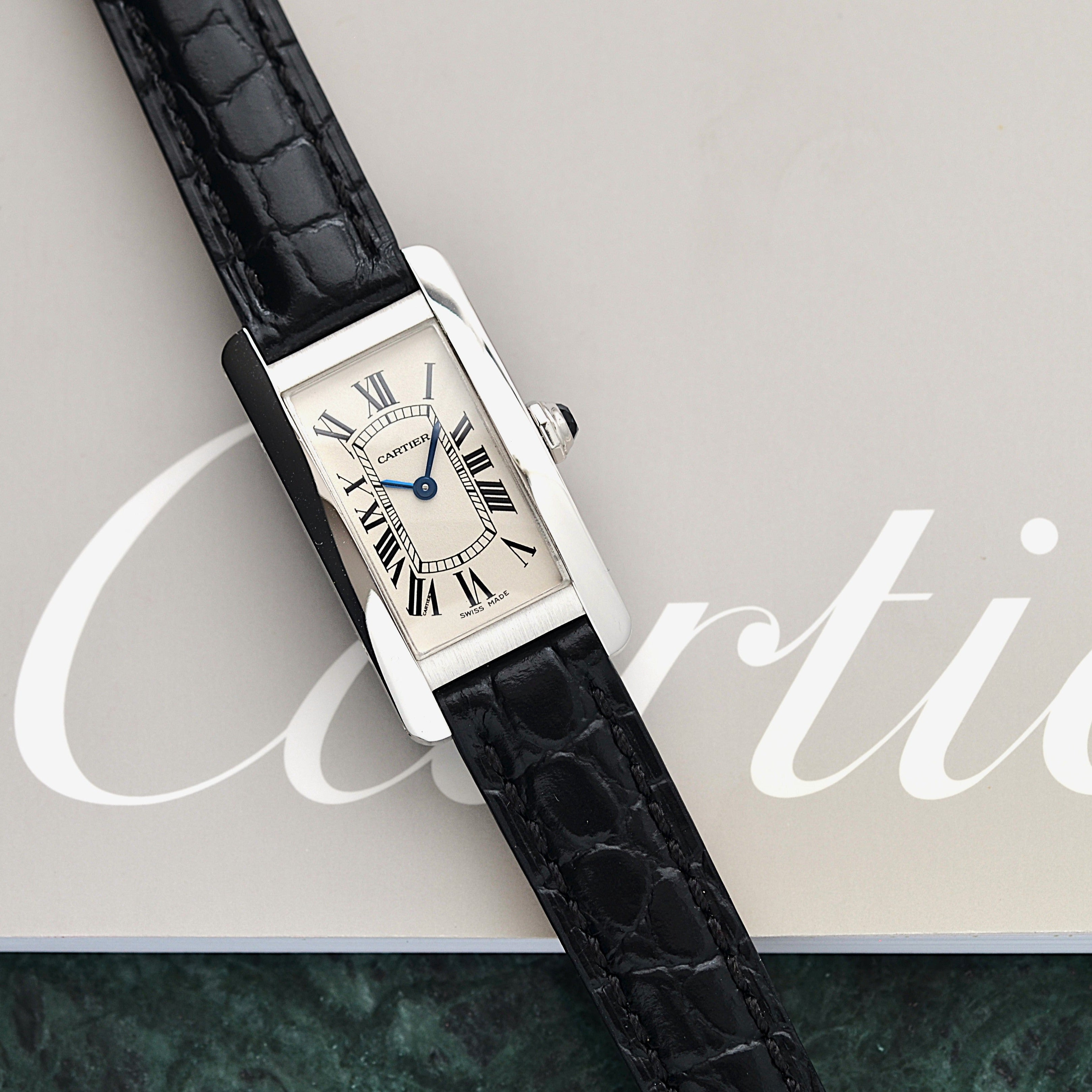 【Cartier】Cartier Tank Américaine SM 18K WG, full set, Cartier complete service performed.
