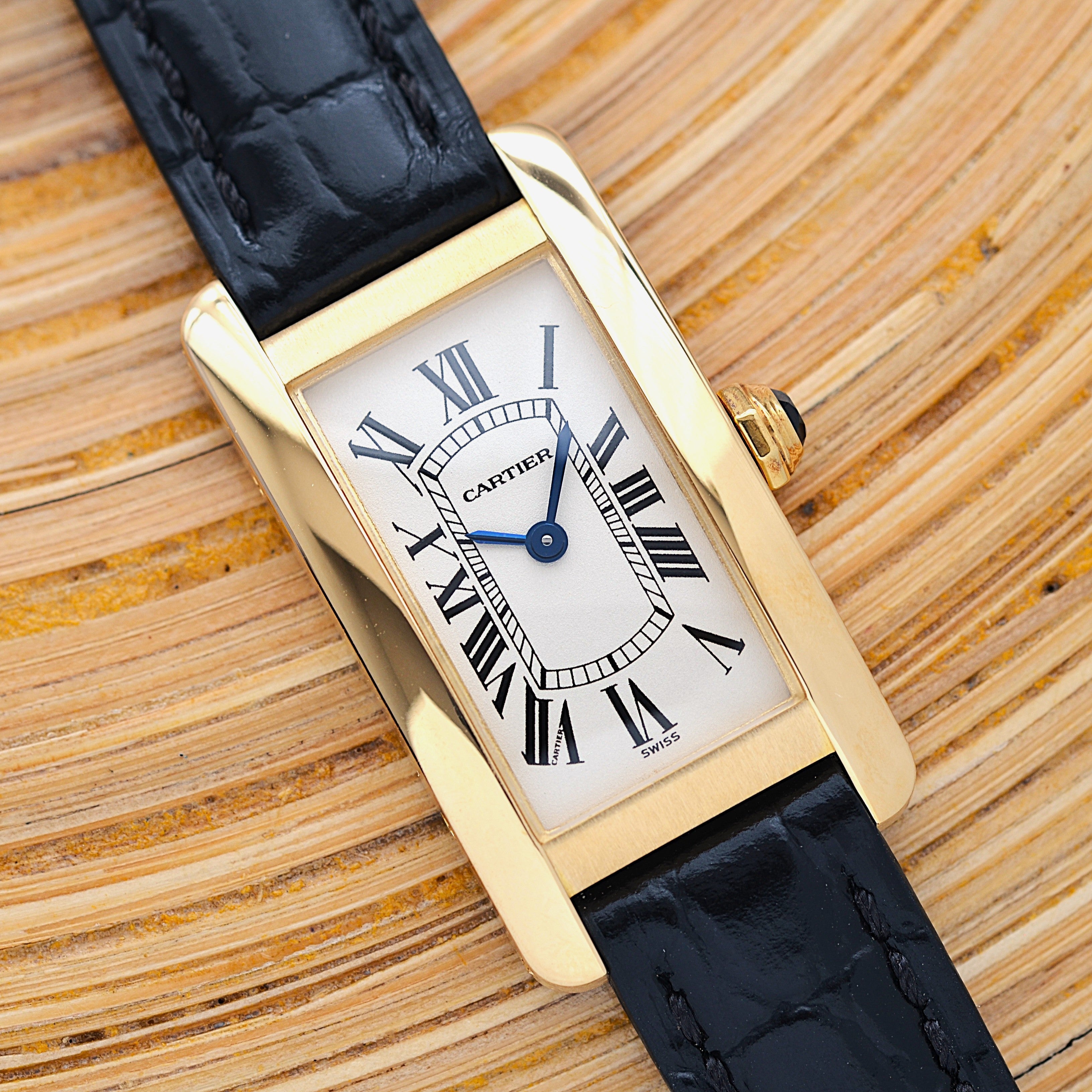 【Cartier】カルティエ タンクアメリカンSM 18KYG 純正18KYG製尾錠付き カルティエコンプリートサービス済み