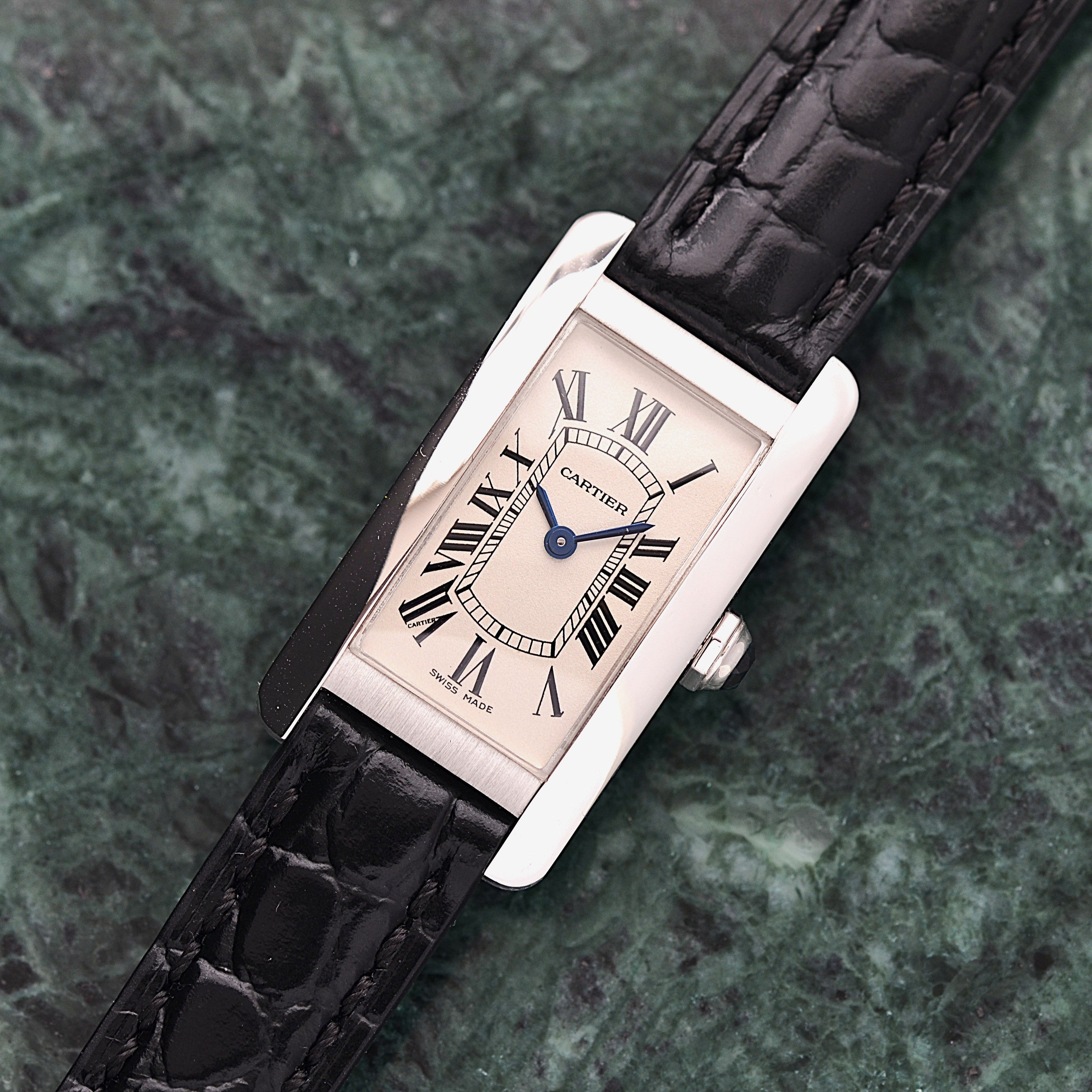 【Cartier】Cartier Tank Américaine SM 18K WG, full set, Cartier complete service performed.