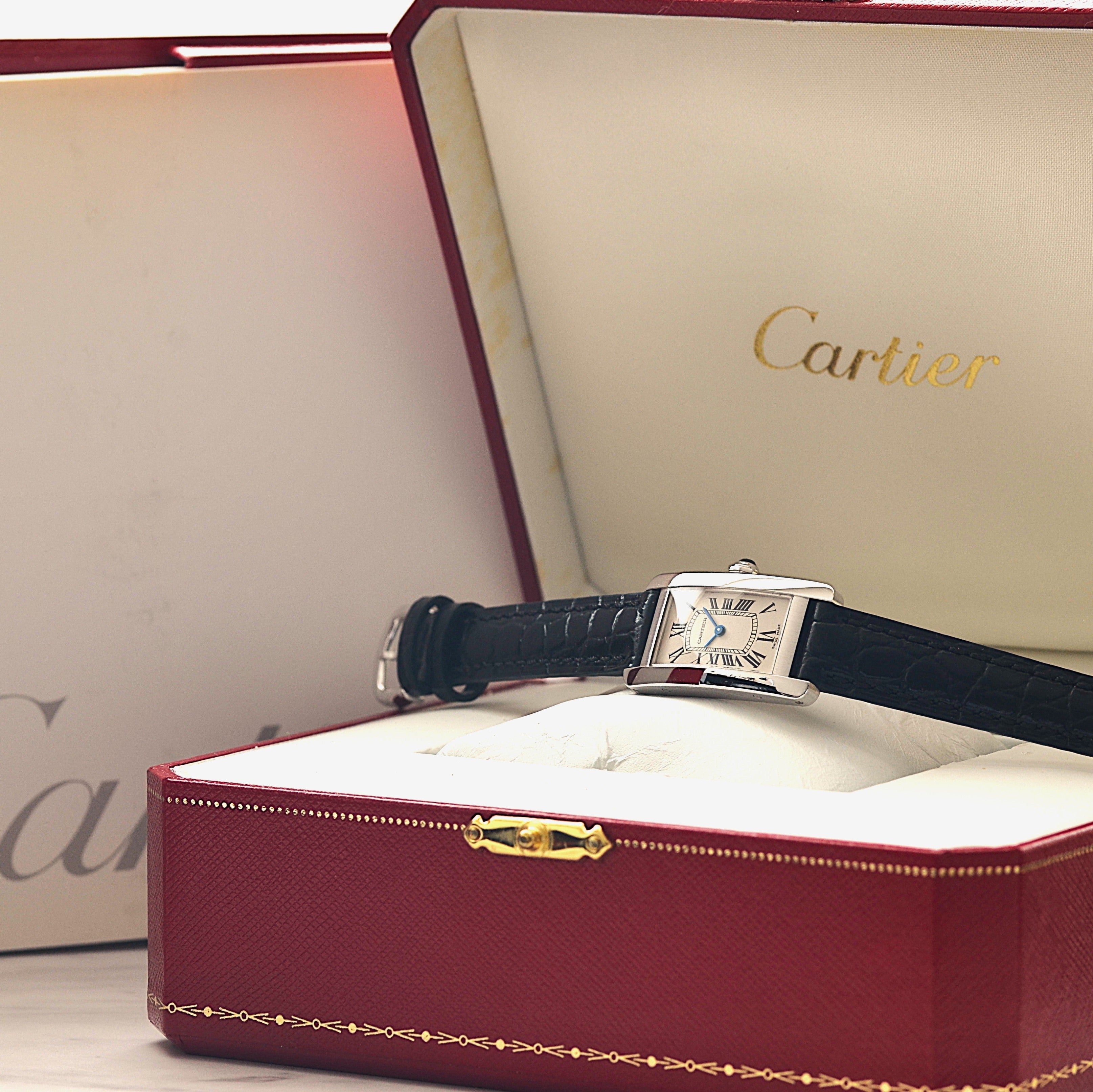 【Cartier】Cartier Tank Américaine SM 18K WG, full set, Cartier complete service performed.