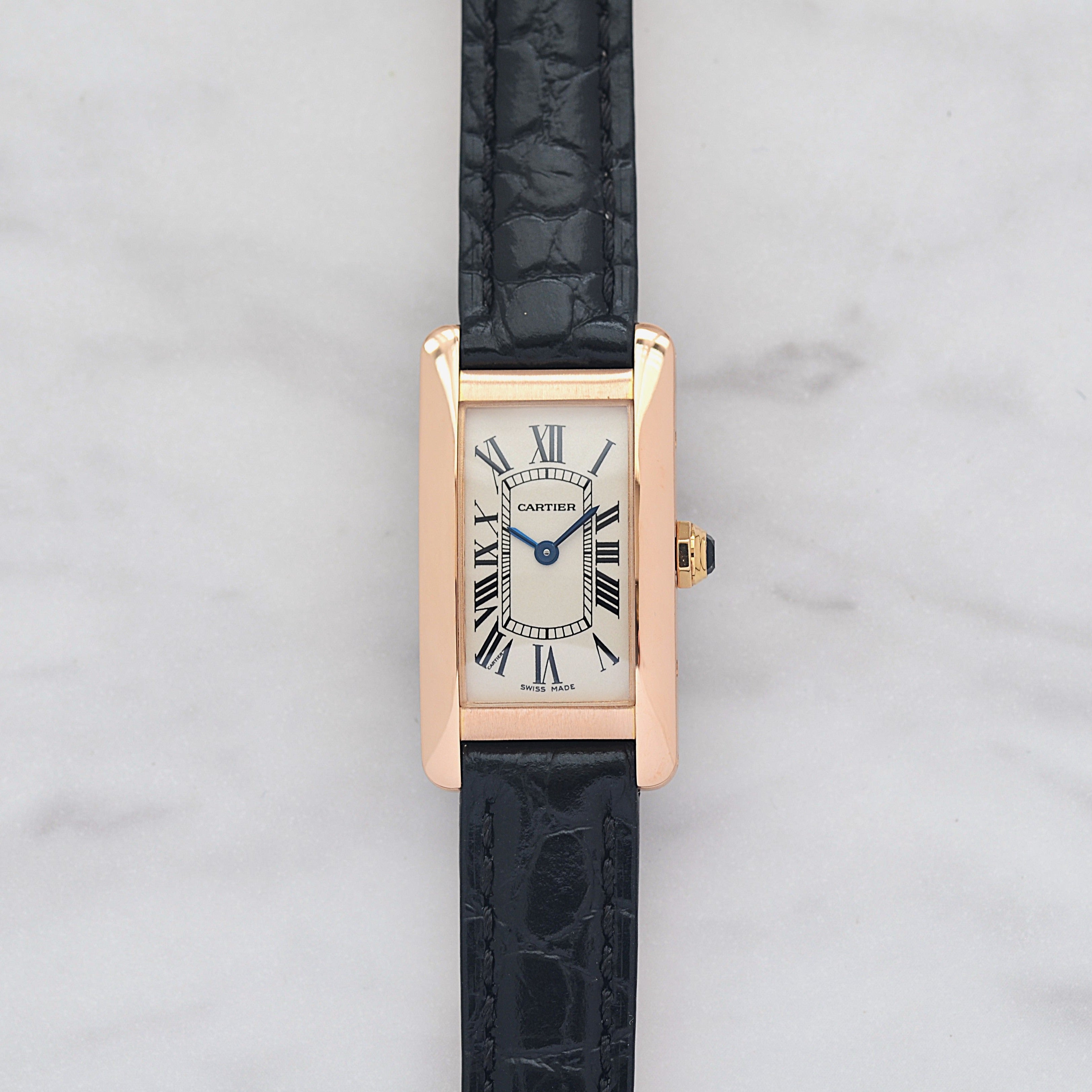 【Cartier】カルティエ タンクアメリカンSM 18KPG 付属品完備 カルティエコンプリートサービス済み