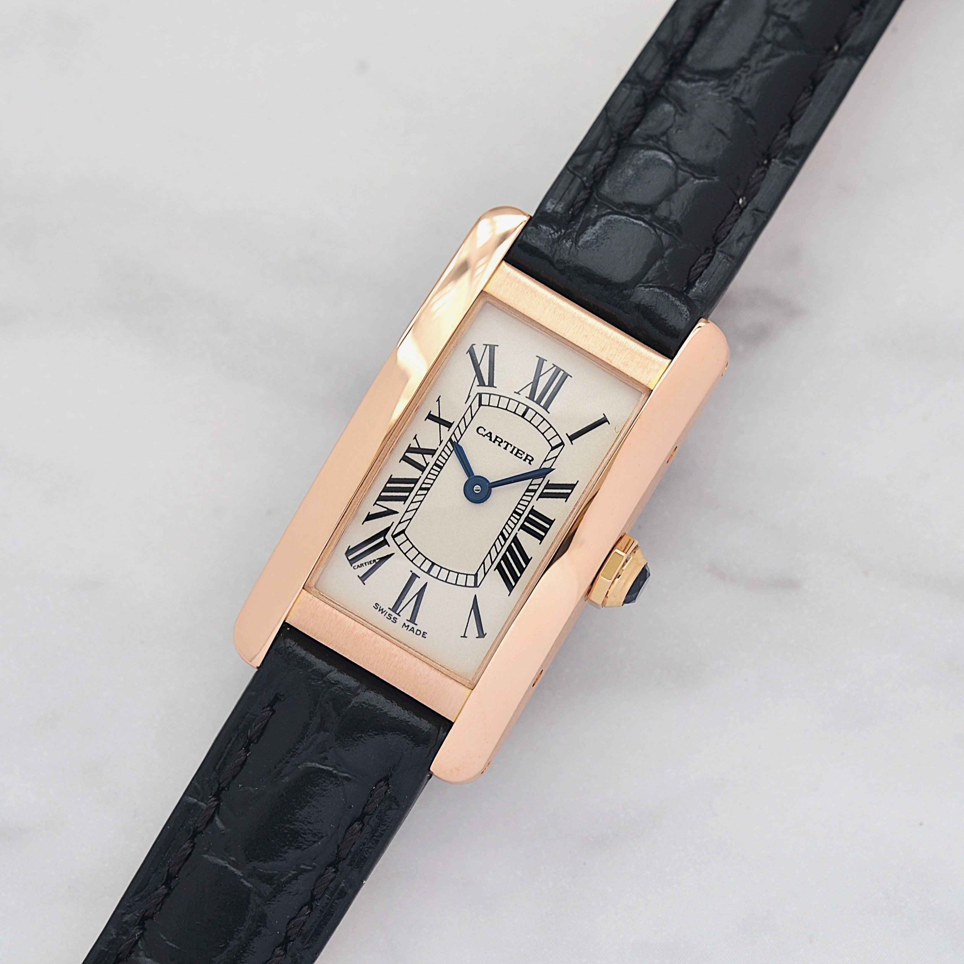 【Cartier】カルティエ タンクアメリカンSM 18KPG 付属品完備 カルティエコンプリートサービス済み