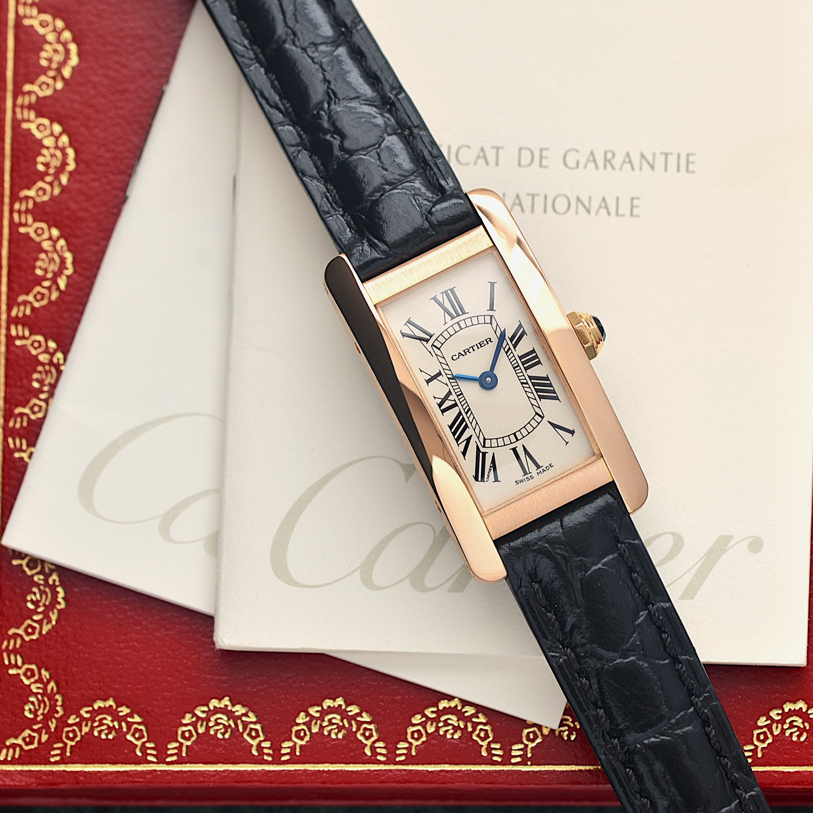 【Cartier】カルティエ タンクアメリカンSM 18KPG 付属品完備 カルティエコンプリートサービス済み
