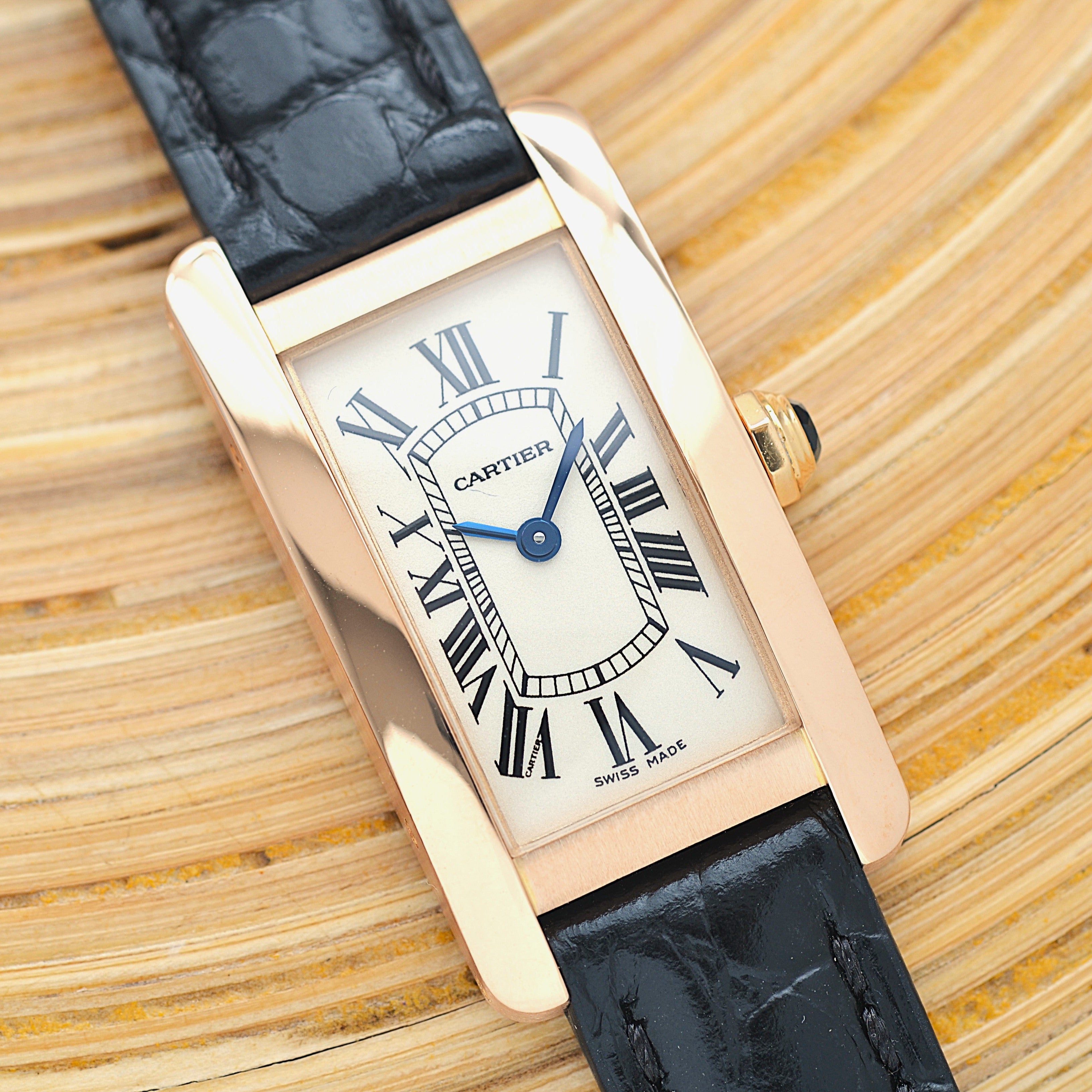 【Cartier】カルティエ タンクアメリカンSM 18KPG 付属品完備 カルティエコンプリートサービス済み