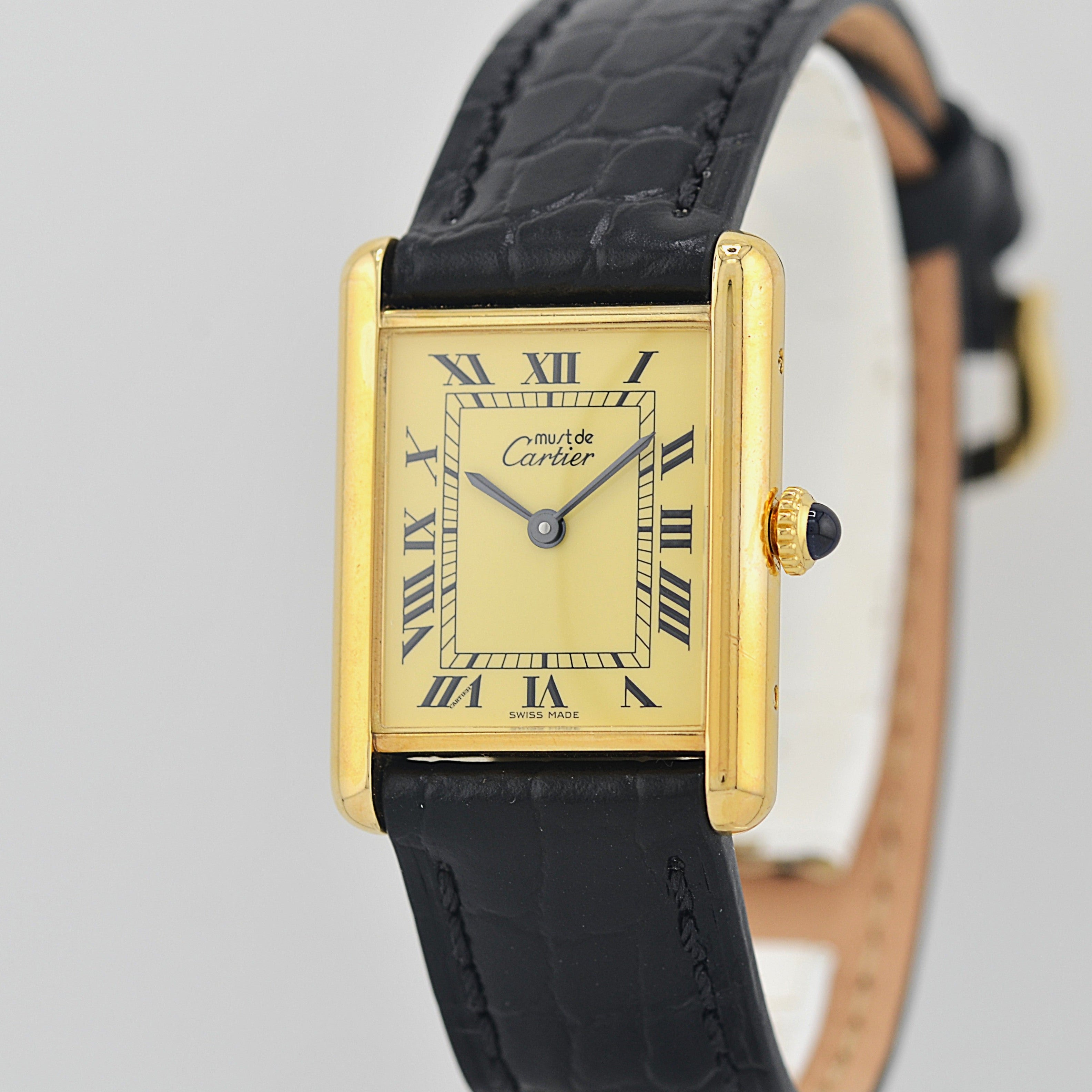 [Cartier] Cartier Must Tank LM Ivory Roman Dial, Manual Winding, with Lifetime Warranty, Serviced by Cartier (Complete Service)