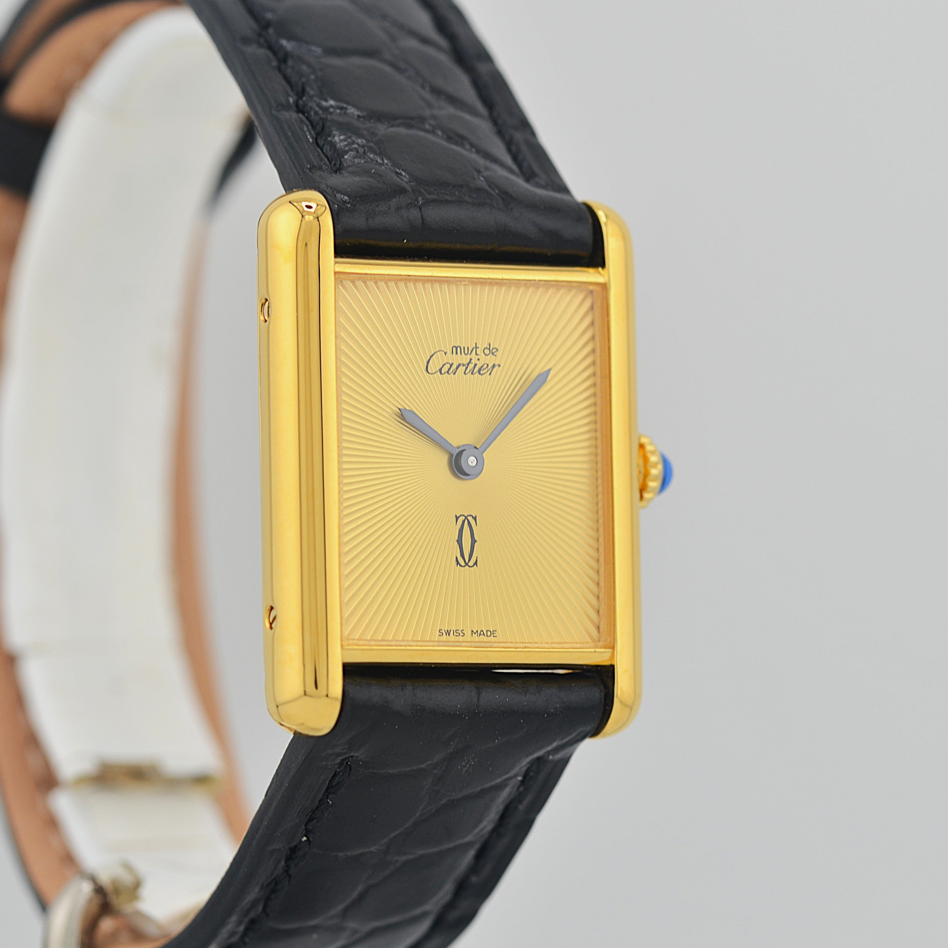【Cartier】カルティエ マストタンクLM サンバースト 手巻き 永久保証書付き