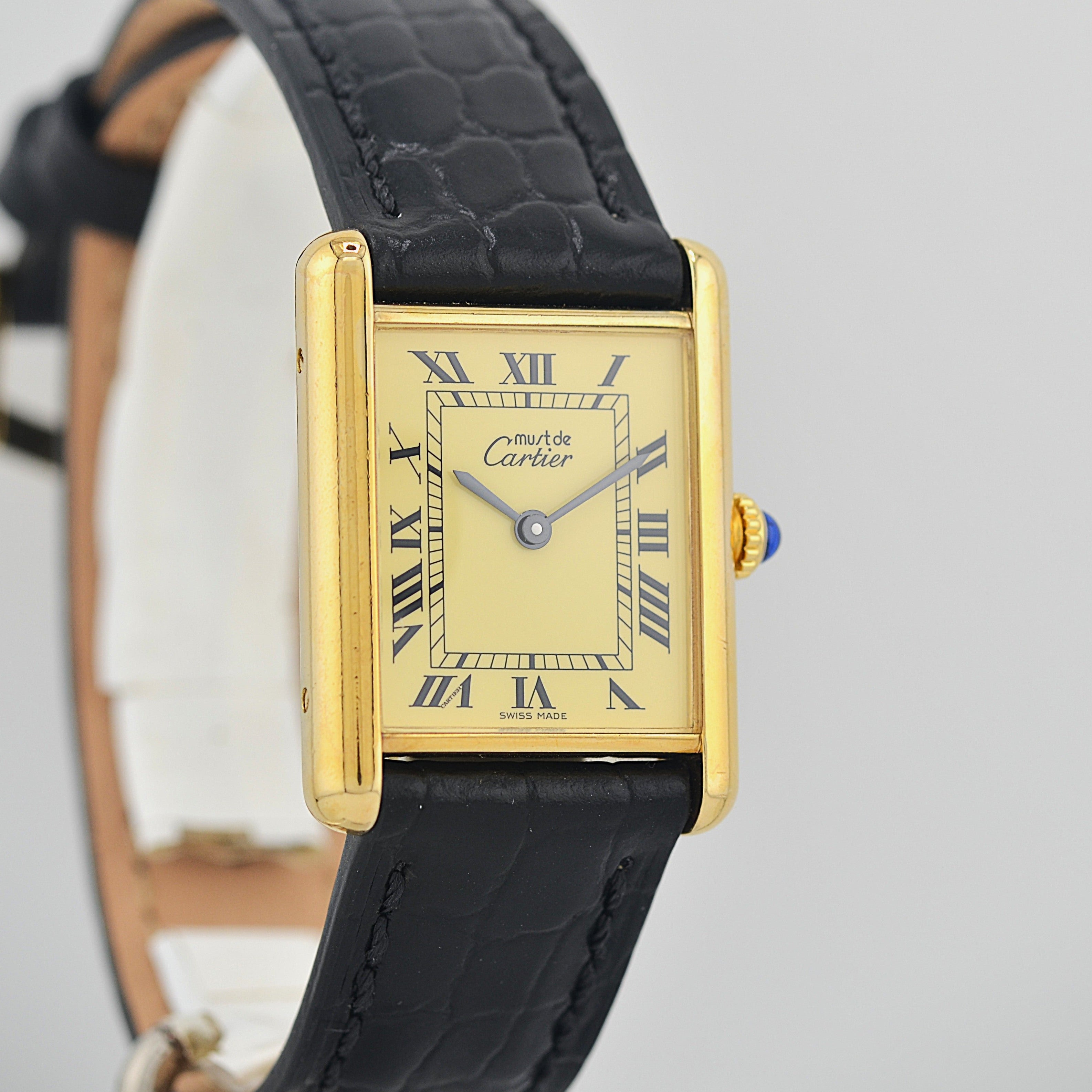 [Cartier] Cartier Must Tank LM Ivory Roman Dial, Manual Winding, with Lifetime Warranty, Serviced by Cartier (Complete Service)