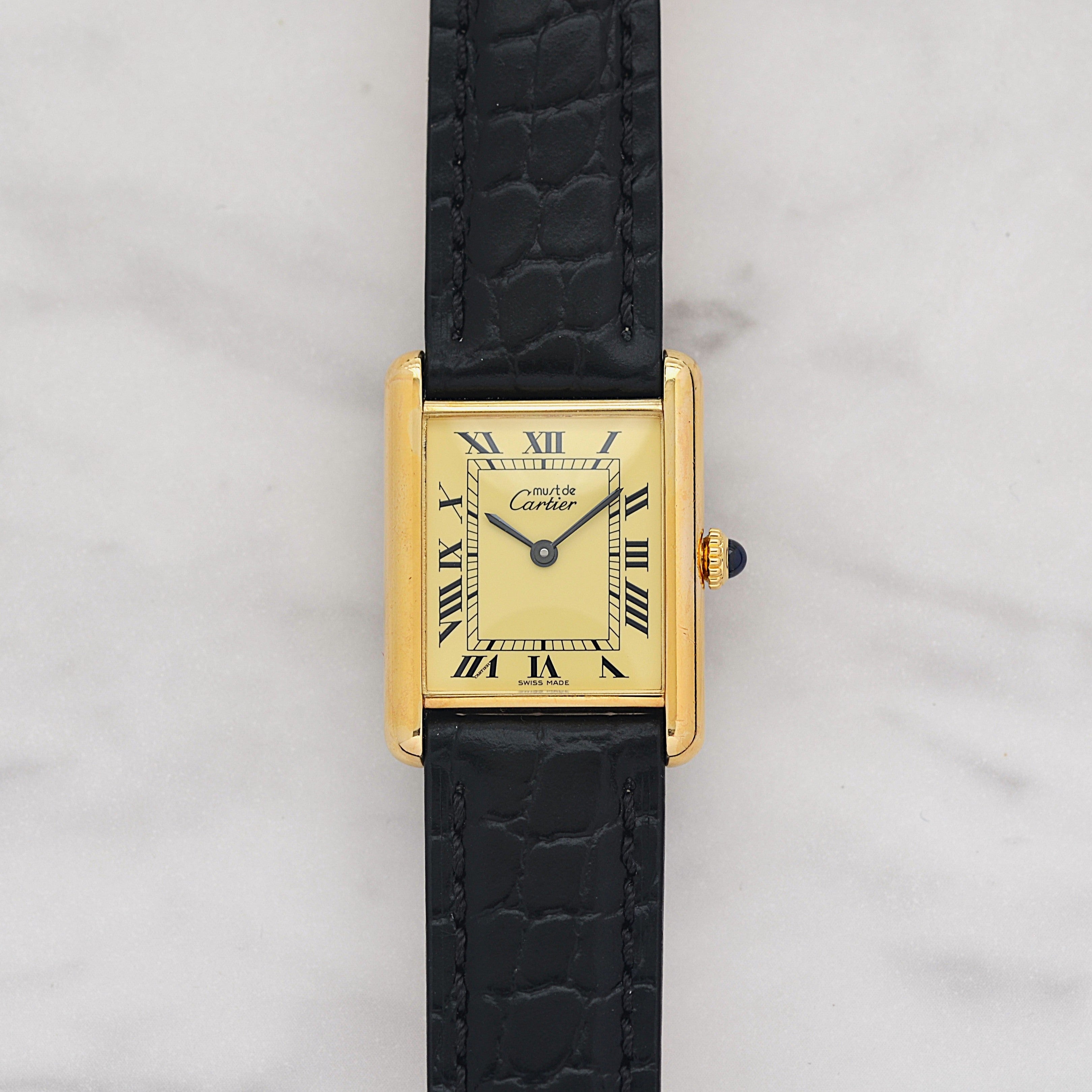 [Cartier] Cartier Must Tank LM Ivory Roman Dial, Manual Winding, with Lifetime Warranty, Serviced by Cartier (Complete Service)