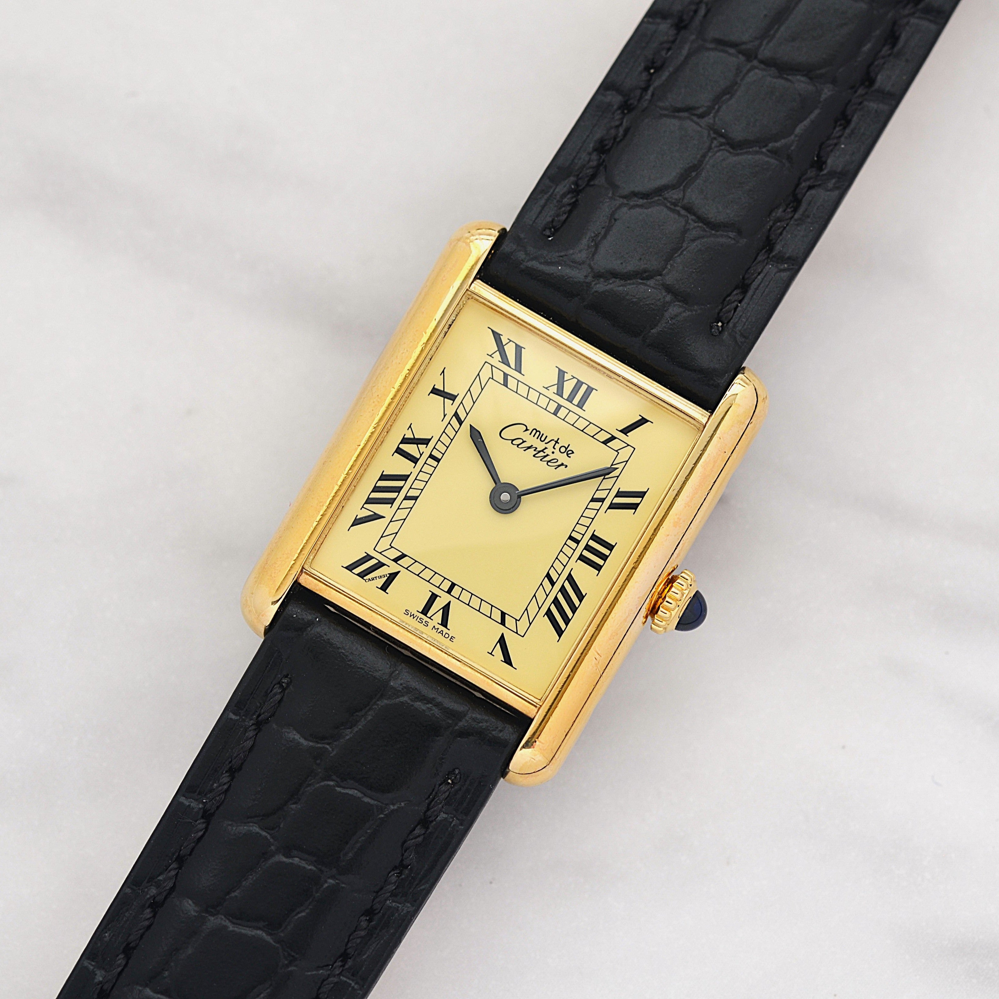 [Cartier] Cartier Must Tank LM Ivory Roman Dial, Manual Winding, with Lifetime Warranty, Serviced by Cartier (Complete Service)