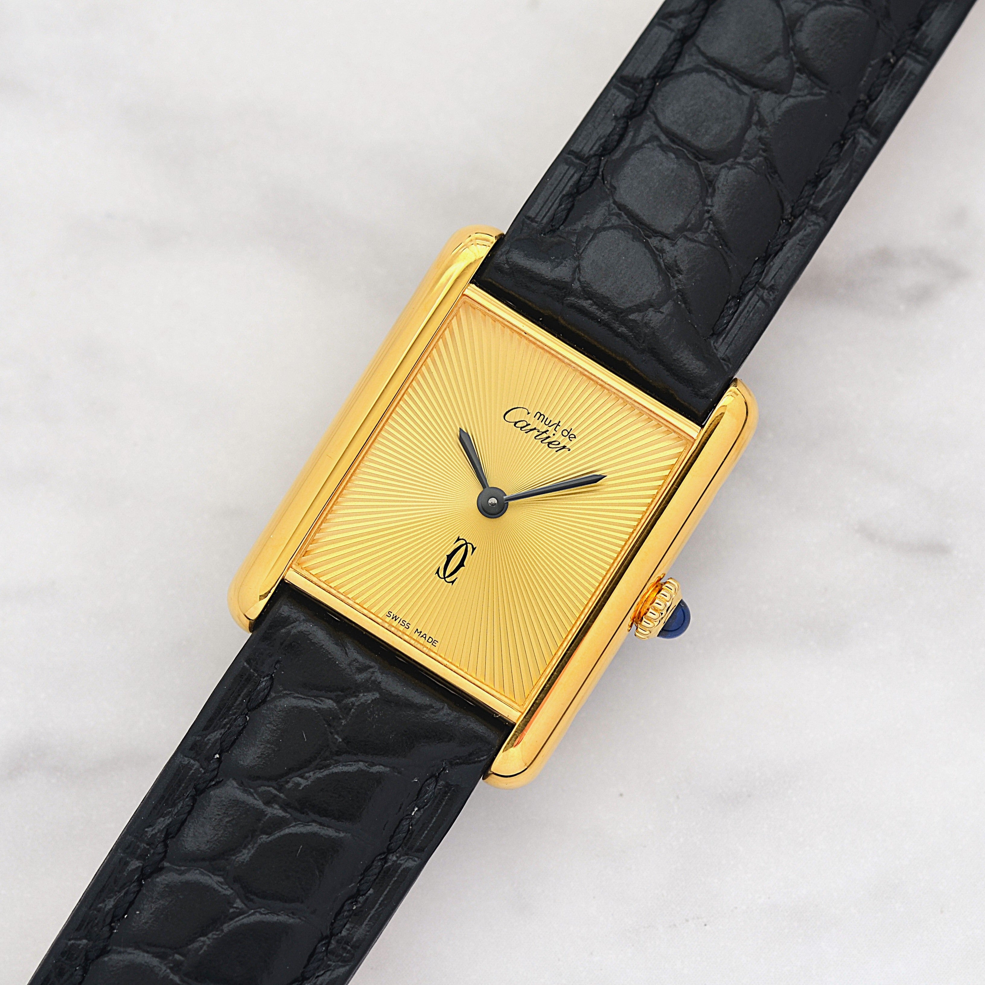 【Cartier】カルティエ マストタンクLM サンバースト 手巻き 永久保証書付き
