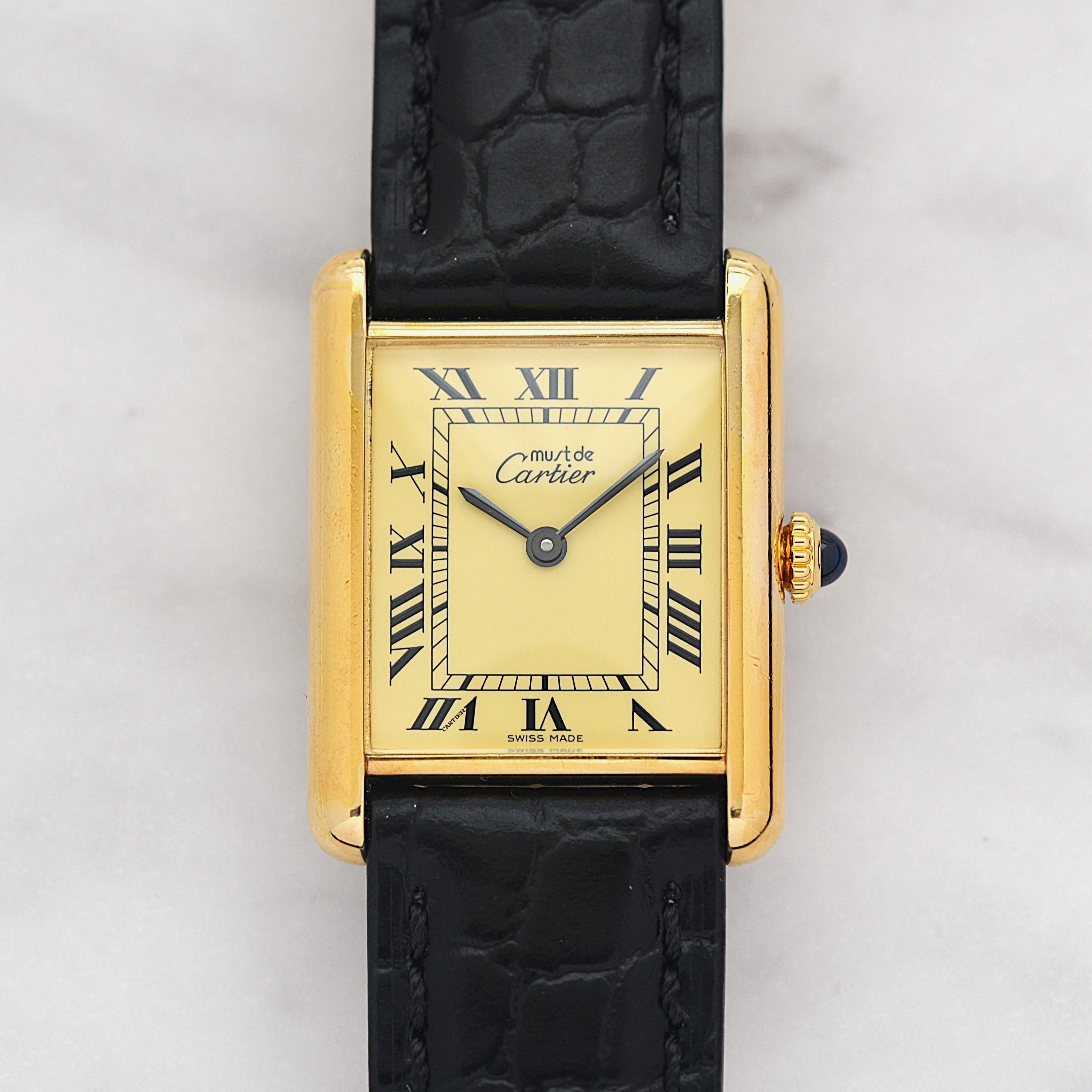 [Cartier] Cartier Must Tank LM Ivory Roman Dial, Manual Winding, with Lifetime Warranty, Serviced by Cartier (Complete Service)