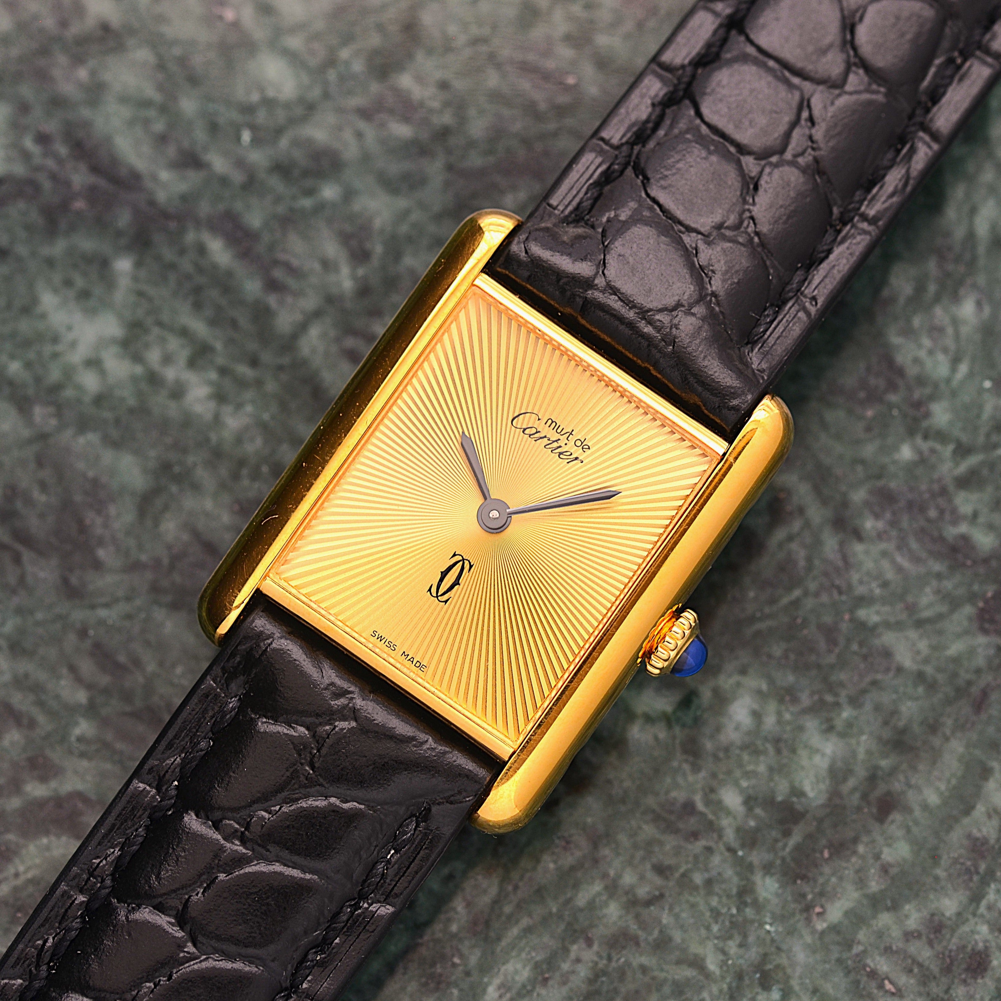 【Cartier】カルティエ マストタンクLM サンバースト 手巻き 永久保証書付き