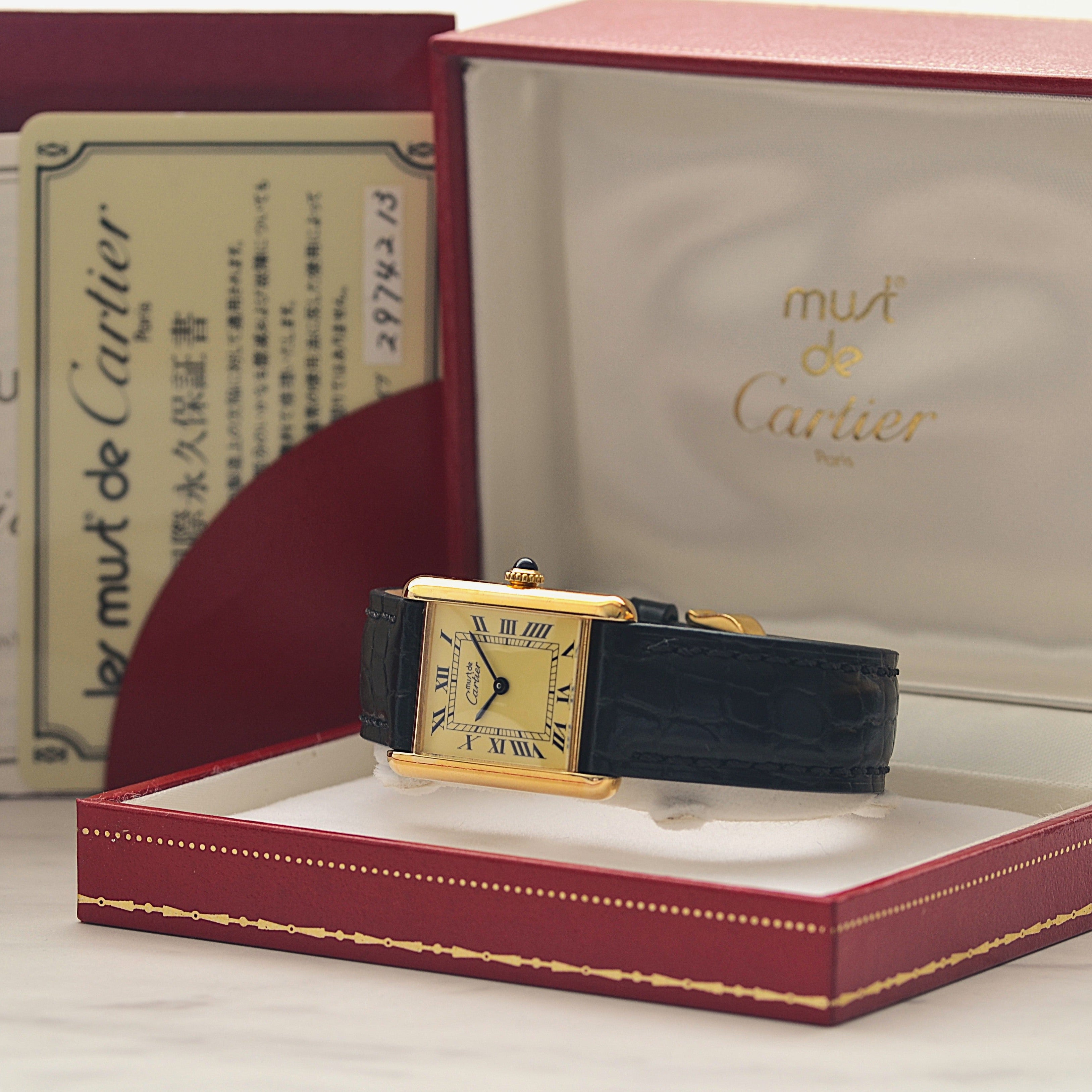 [Cartier] Cartier Must Tank LM Ivory Roman Dial, Manual Winding, with Lifetime Warranty, Serviced by Cartier (Complete Service)