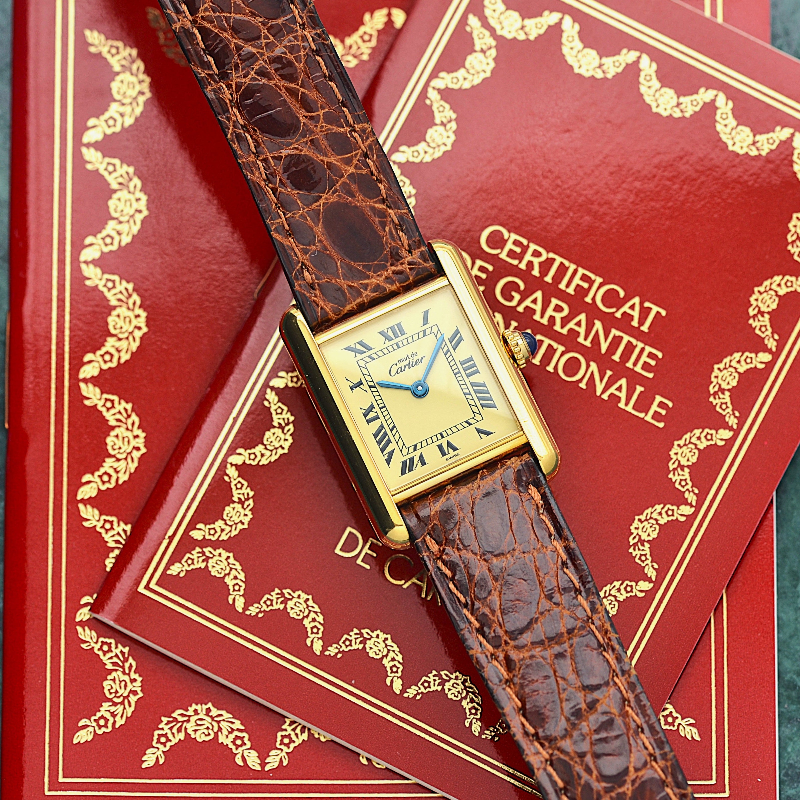 【Cartier】カルティエ マストタンクSM アイボリーローマ 付属品完備 デッドストック