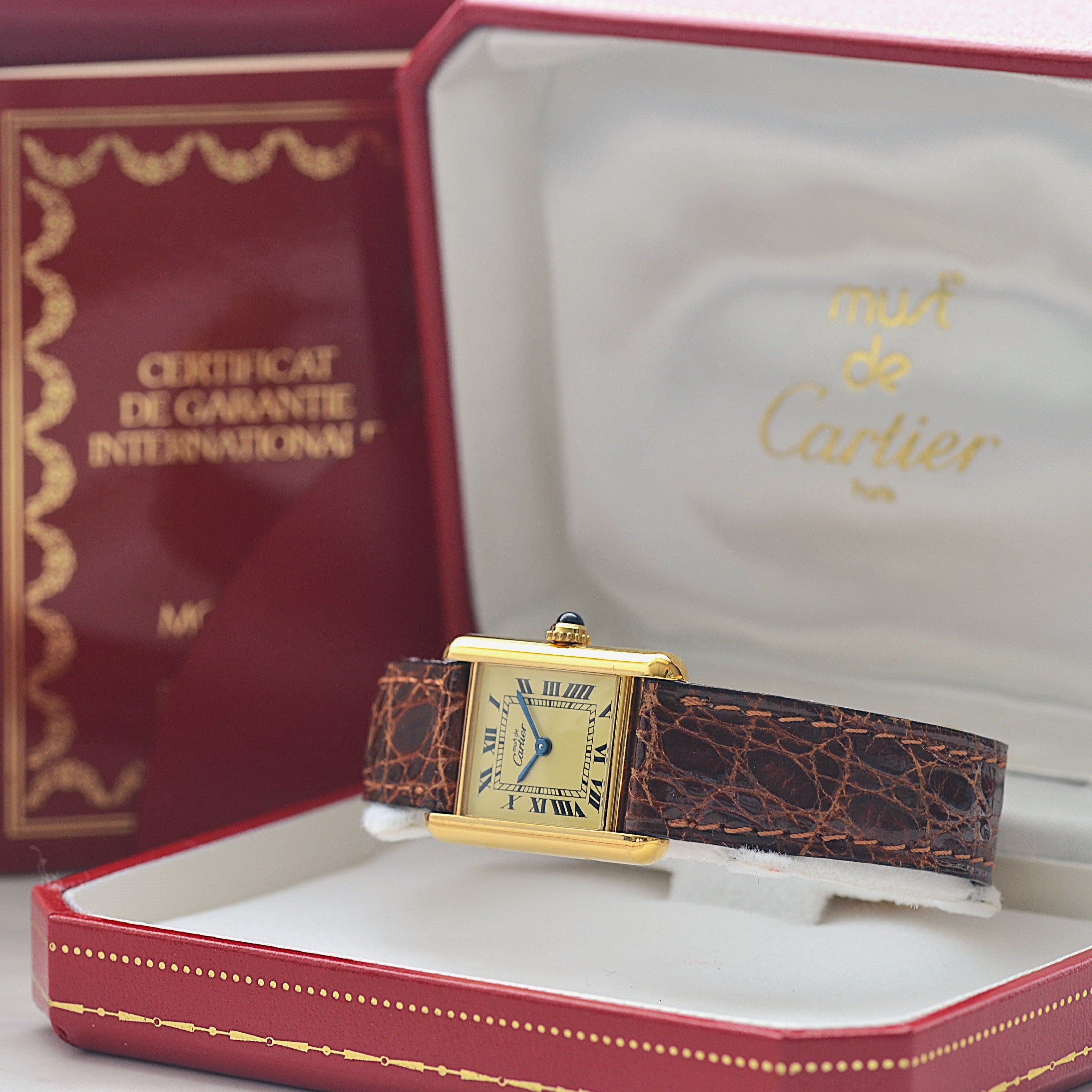 【Cartier】カルティエ マストタンクSM アイボリーローマ 付属品完備 デッドストック
