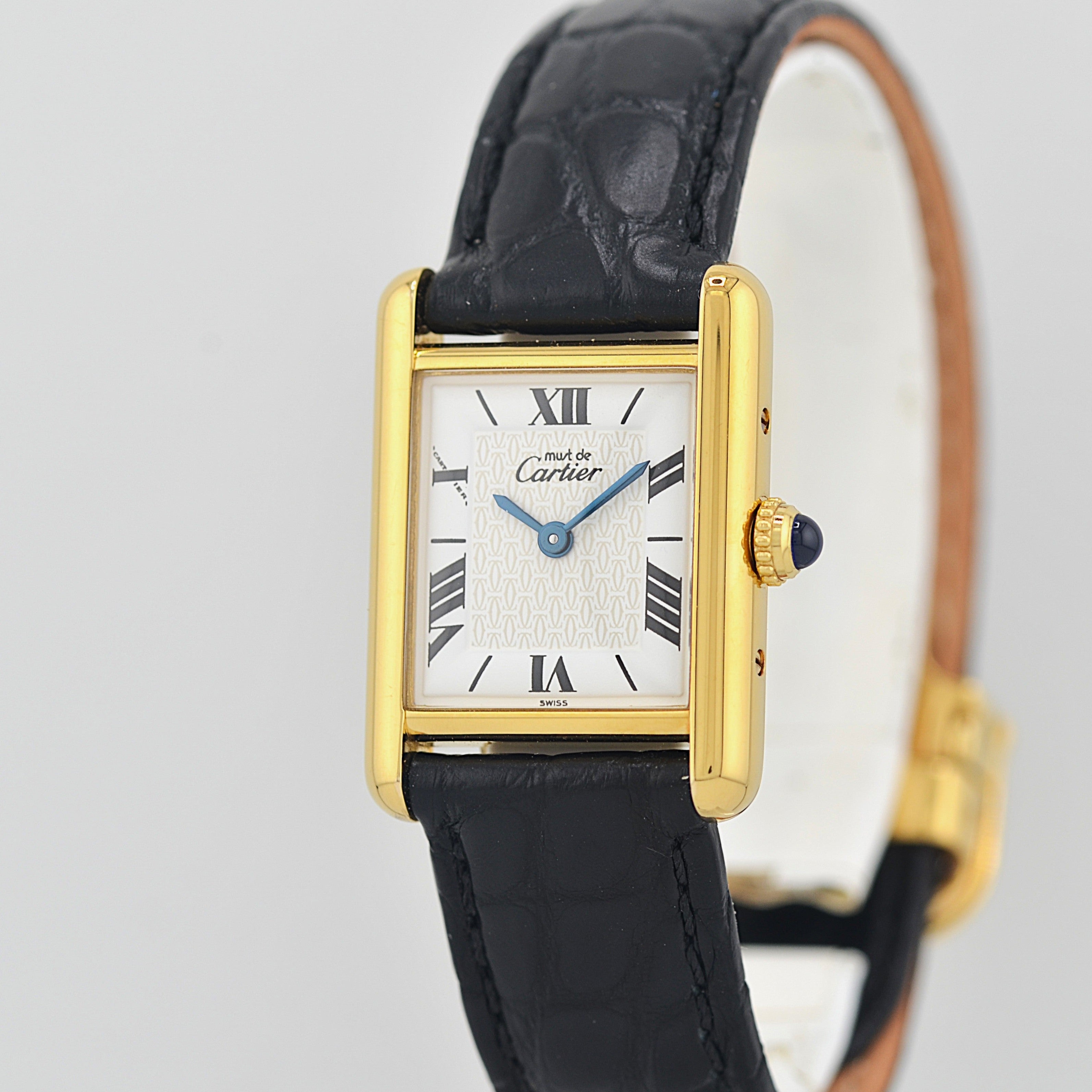 【Cartier】カルティエ マストタンクSM 飛びローマ 純正Dバックル付き 付属品完備