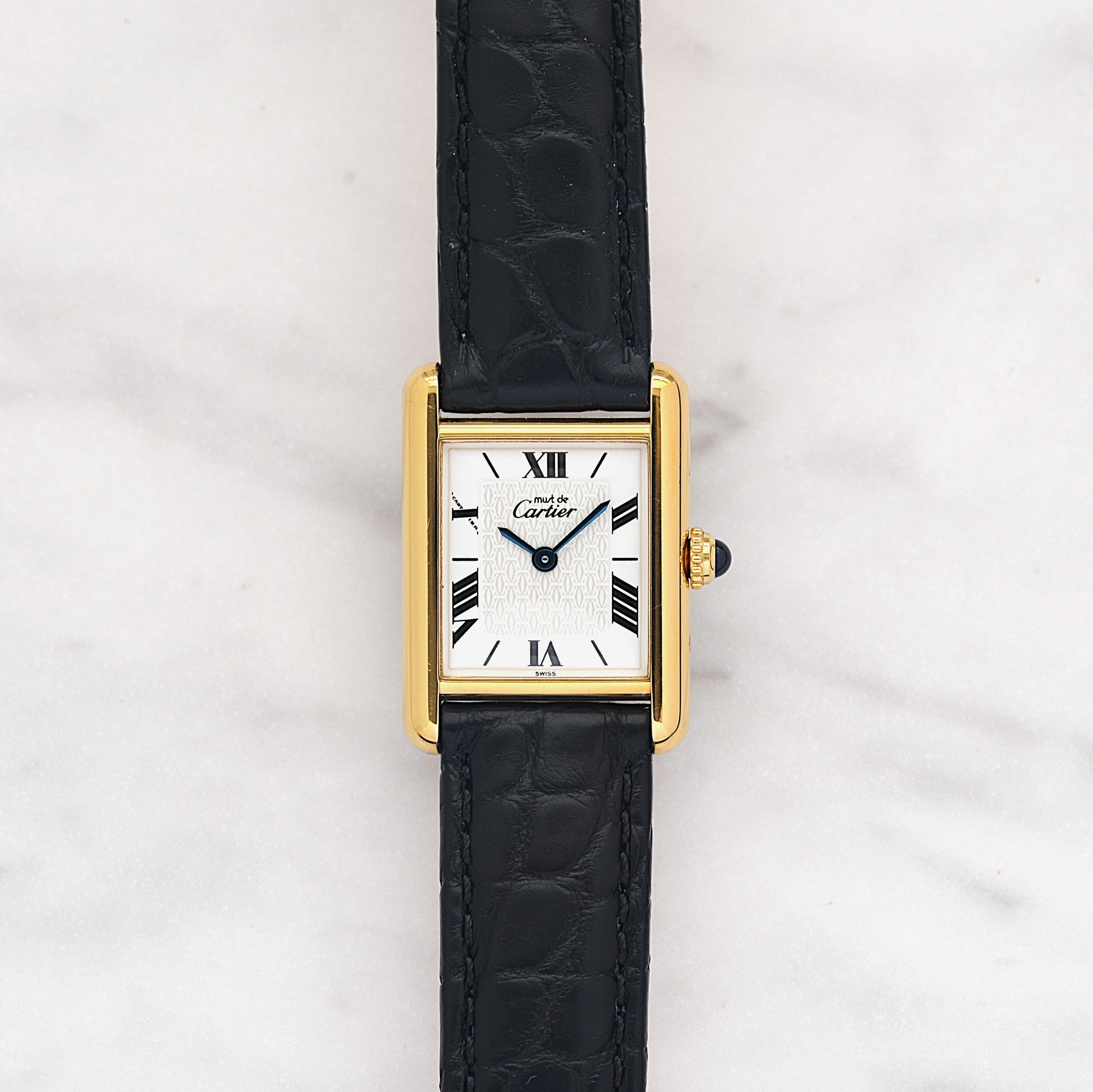 【Cartier】カルティエ マストタンクSM 飛びローマ 純正Dバックル付き 付属品完備