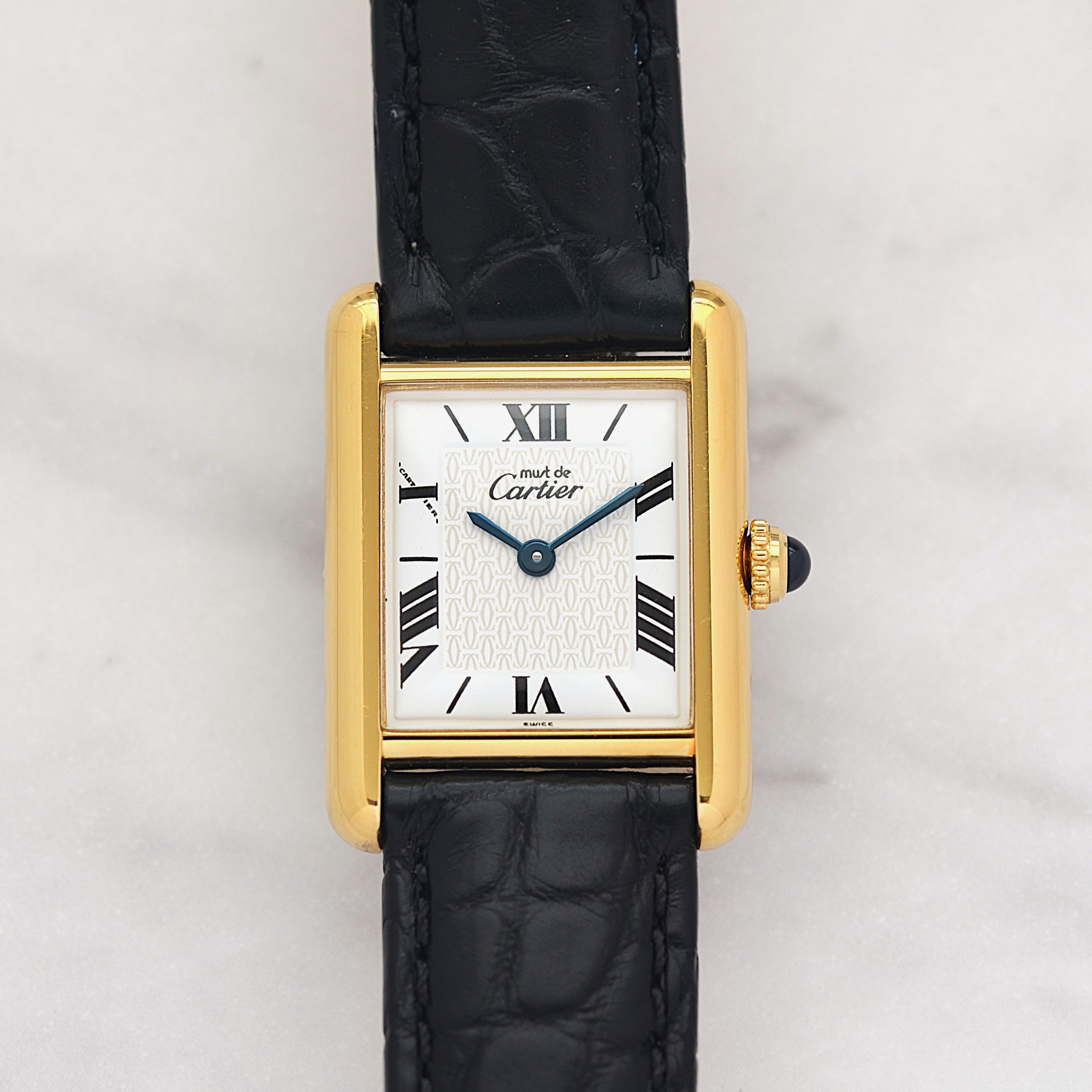 【Cartier】カルティエ マストタンクSM 飛びローマ 純正Dバックル付き 付属品完備