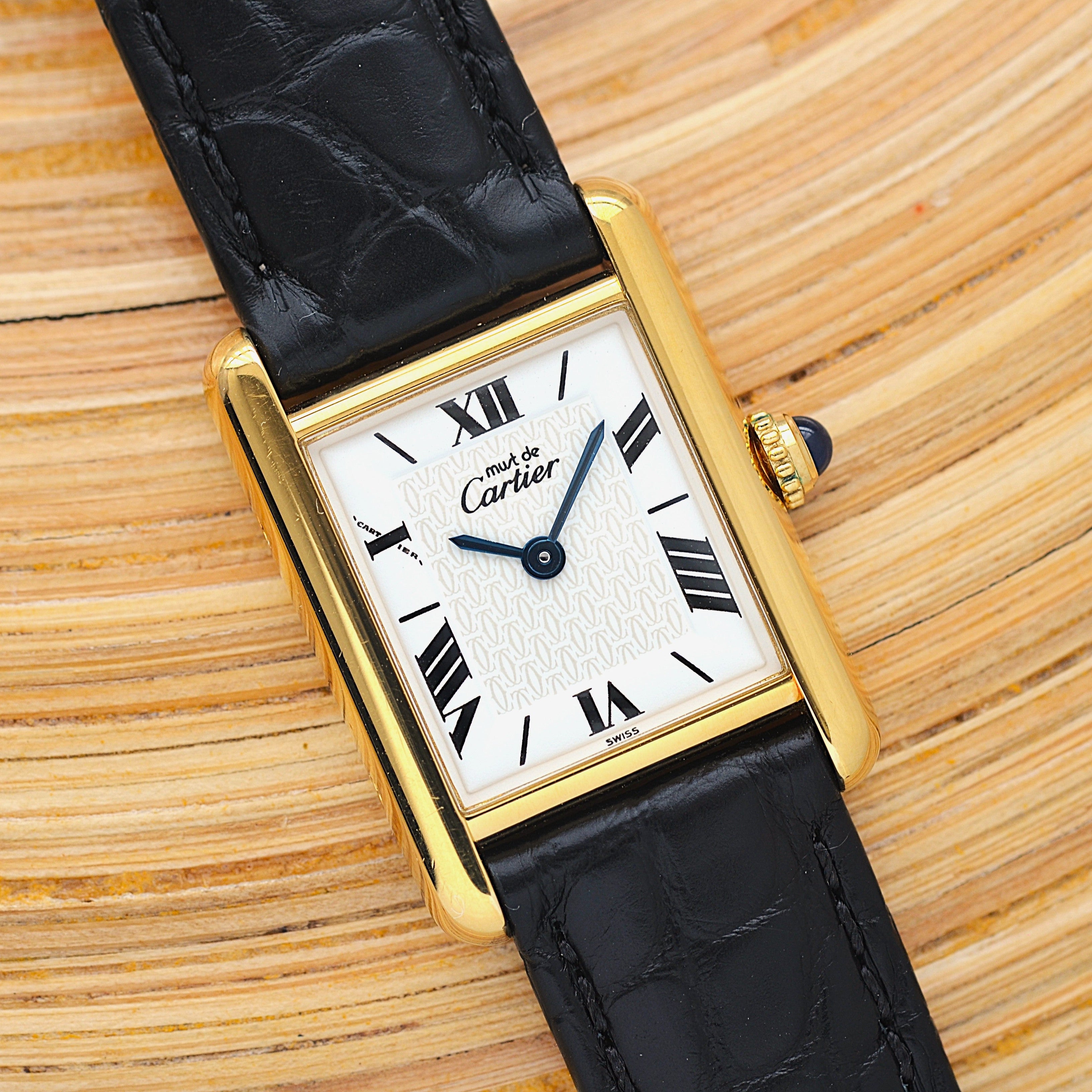 【Cartier】カルティエ マストタンクSM 飛びローマ 純正Dバックル付き 付属品完備