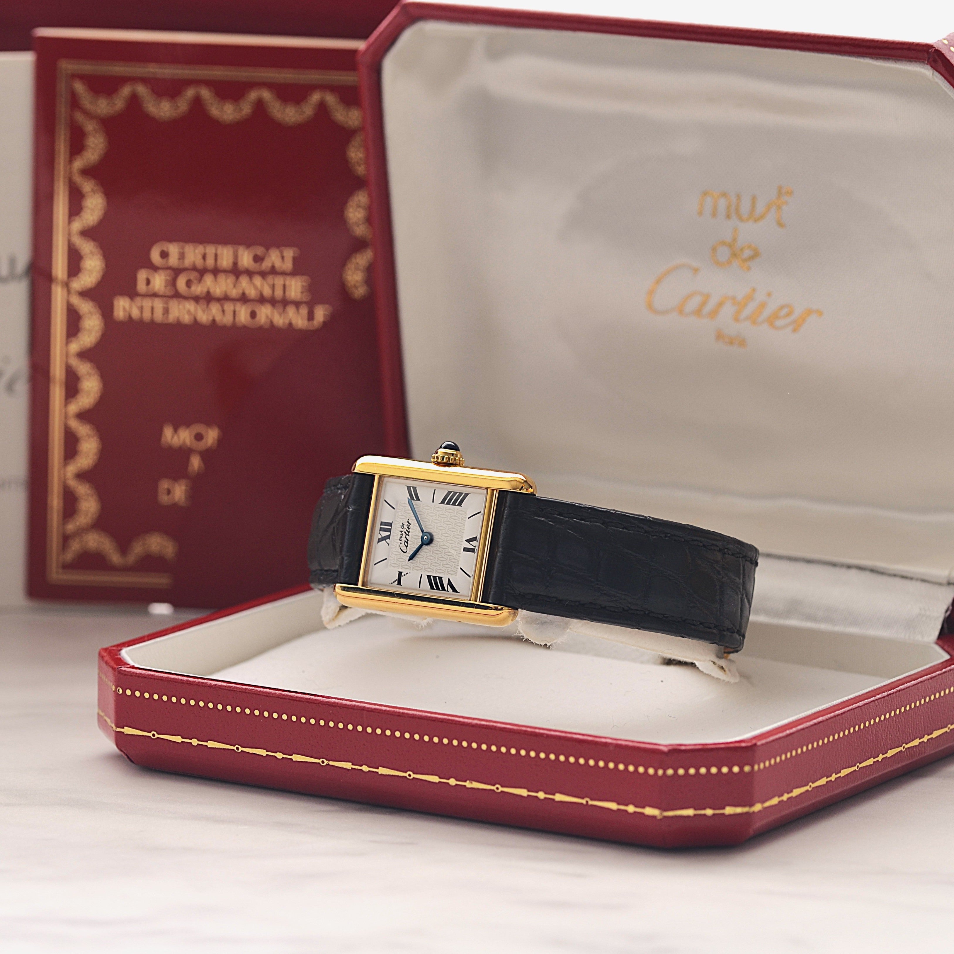 【Cartier】カルティエ マストタンクSM 飛びローマ 純正Dバックル付き 付属品完備