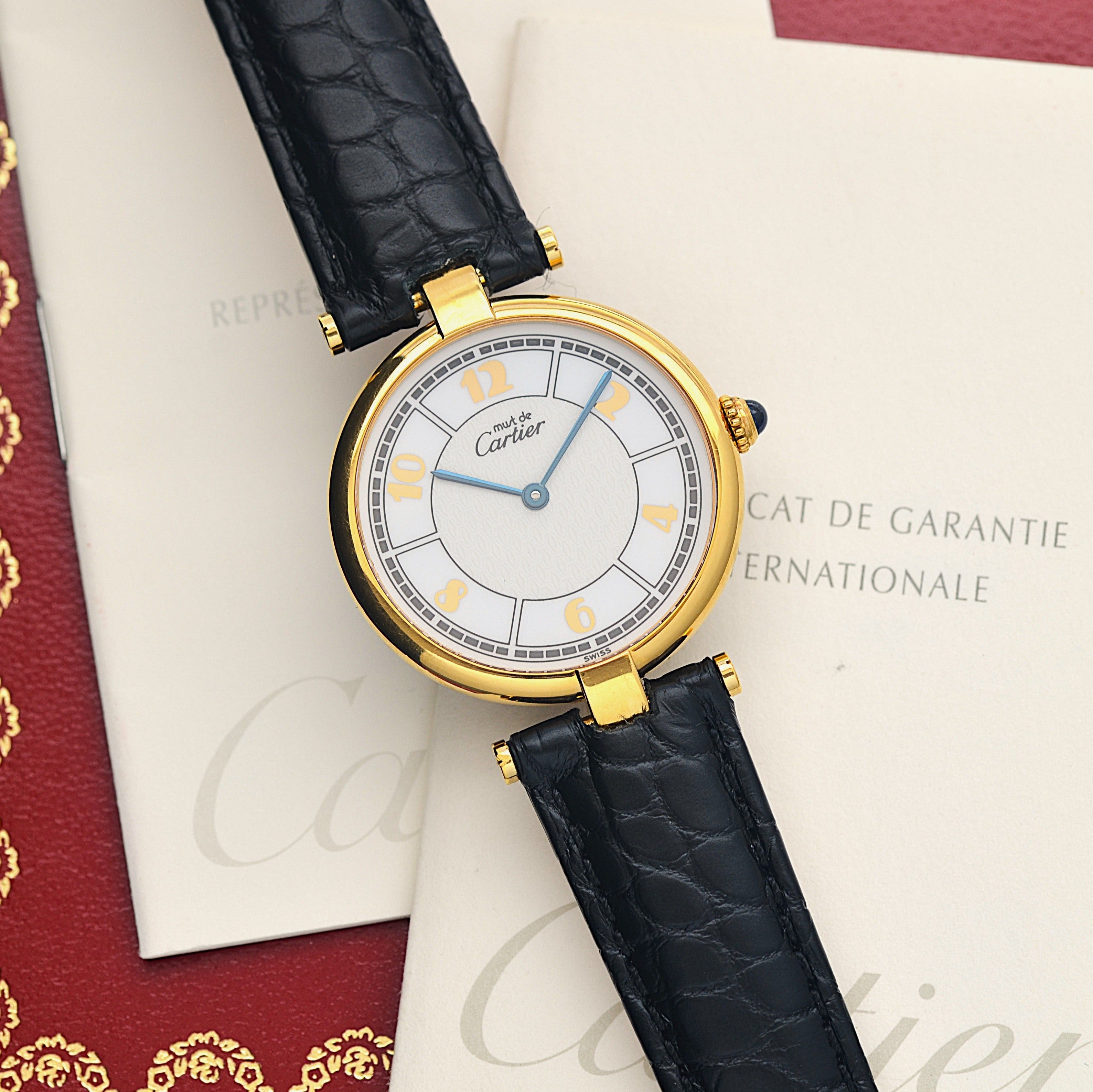 【Cartier】Cartier Must Vendôme LM,Scattered Arabic Numerals, with Original Deployment Buckle, Complete with Box and Papers