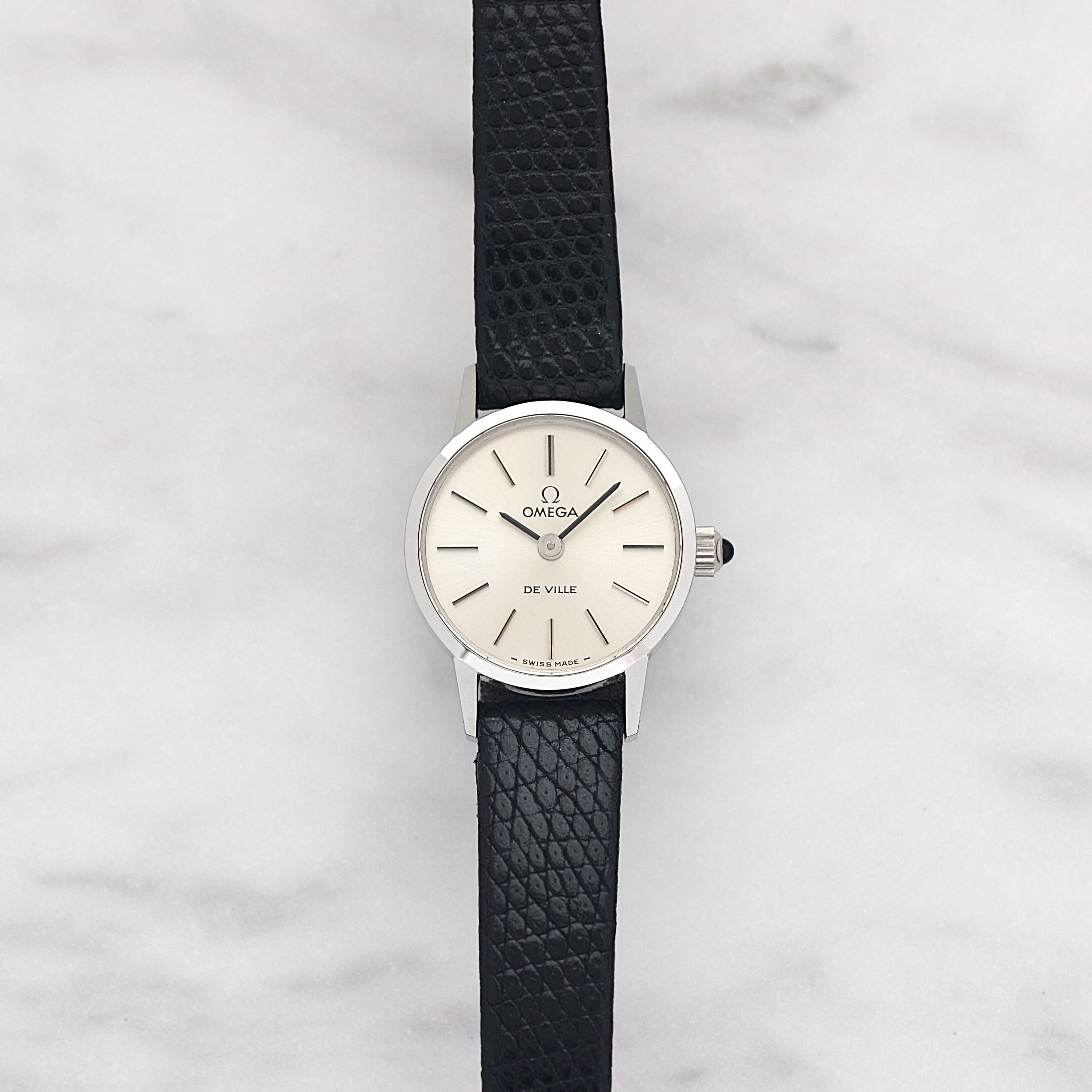 【OMEGA】オメガ デヴィル SS ミニラウンド Silver デッドストック 純正尾錠付き