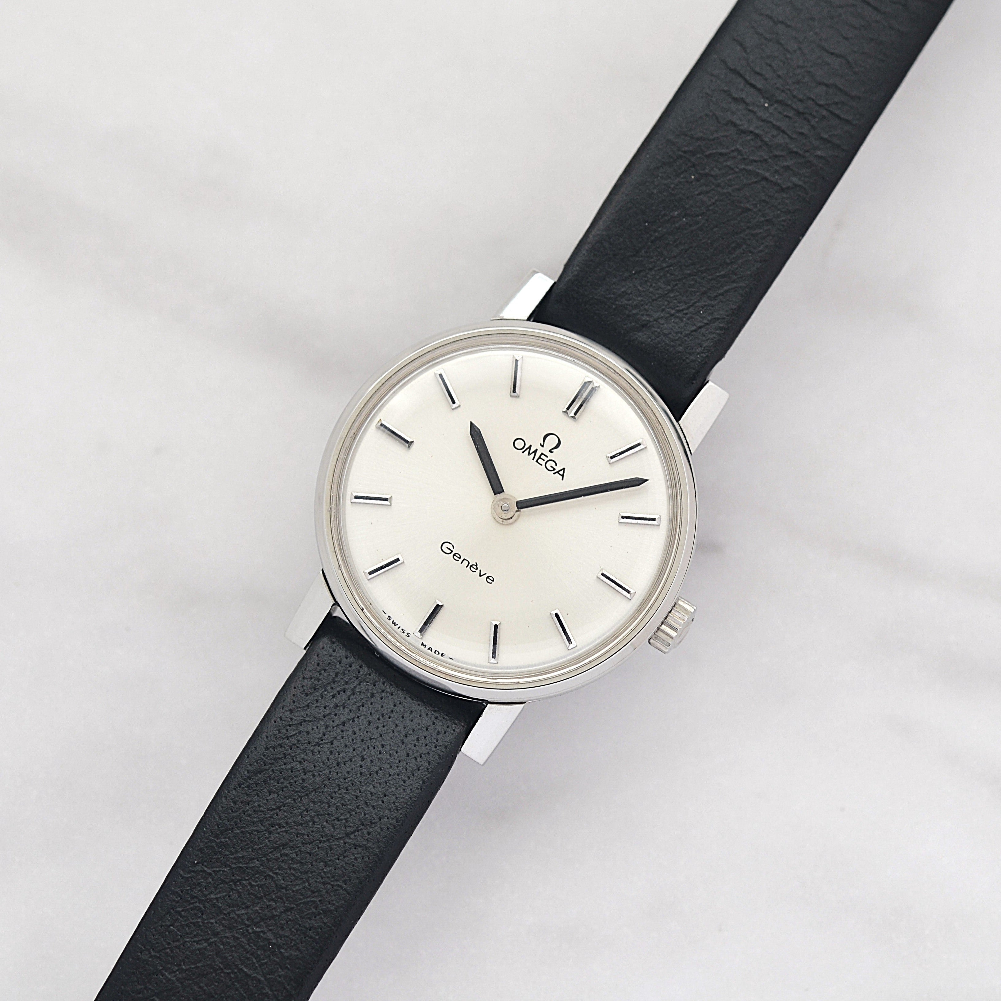 【OMEGA】オメガ ジュネーヴ SS ラウンド Silver デッドストック 純正尾錠付き