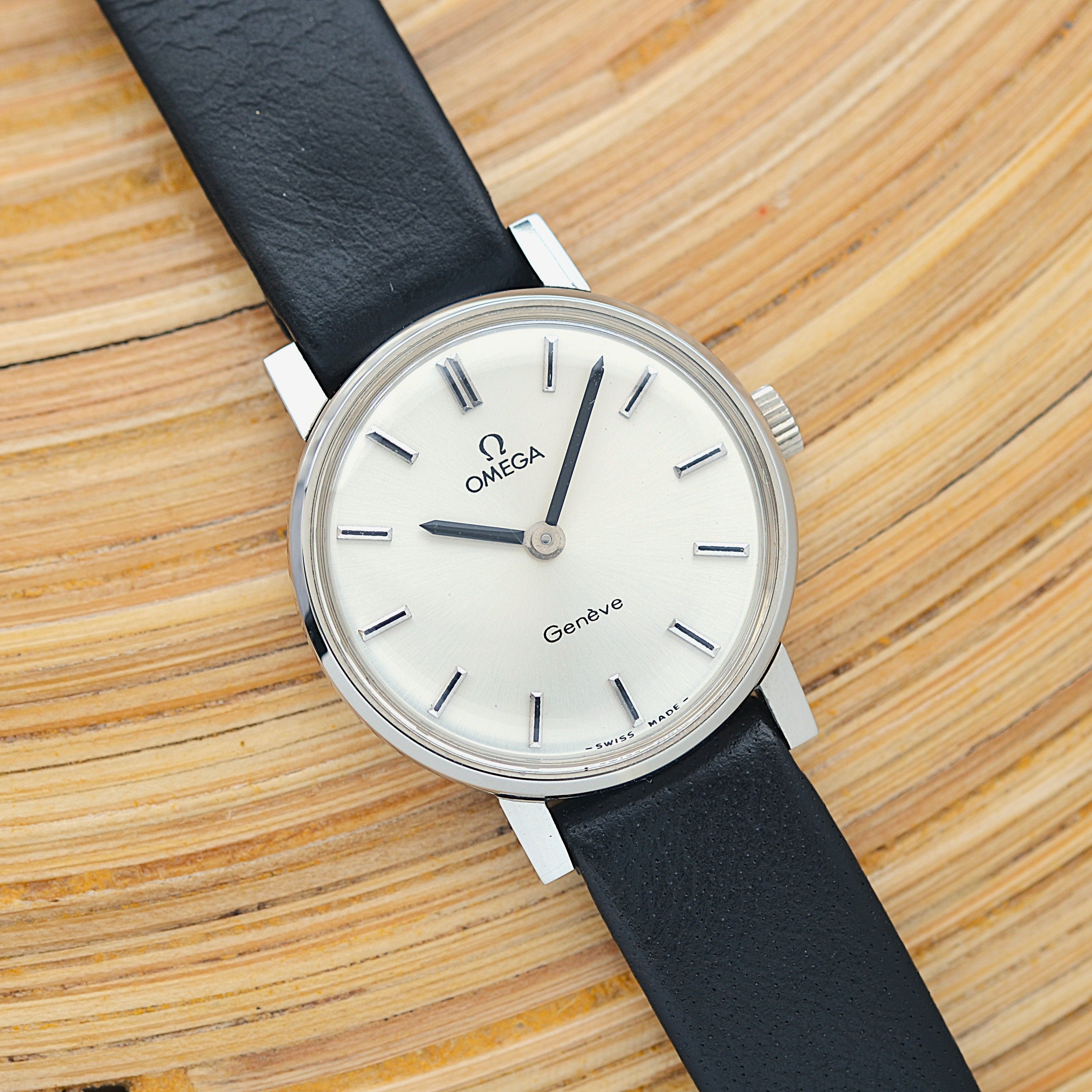 【OMEGA】オメガ ジュネーヴ SS ラウンド Silver デッドストック 純正尾錠付き