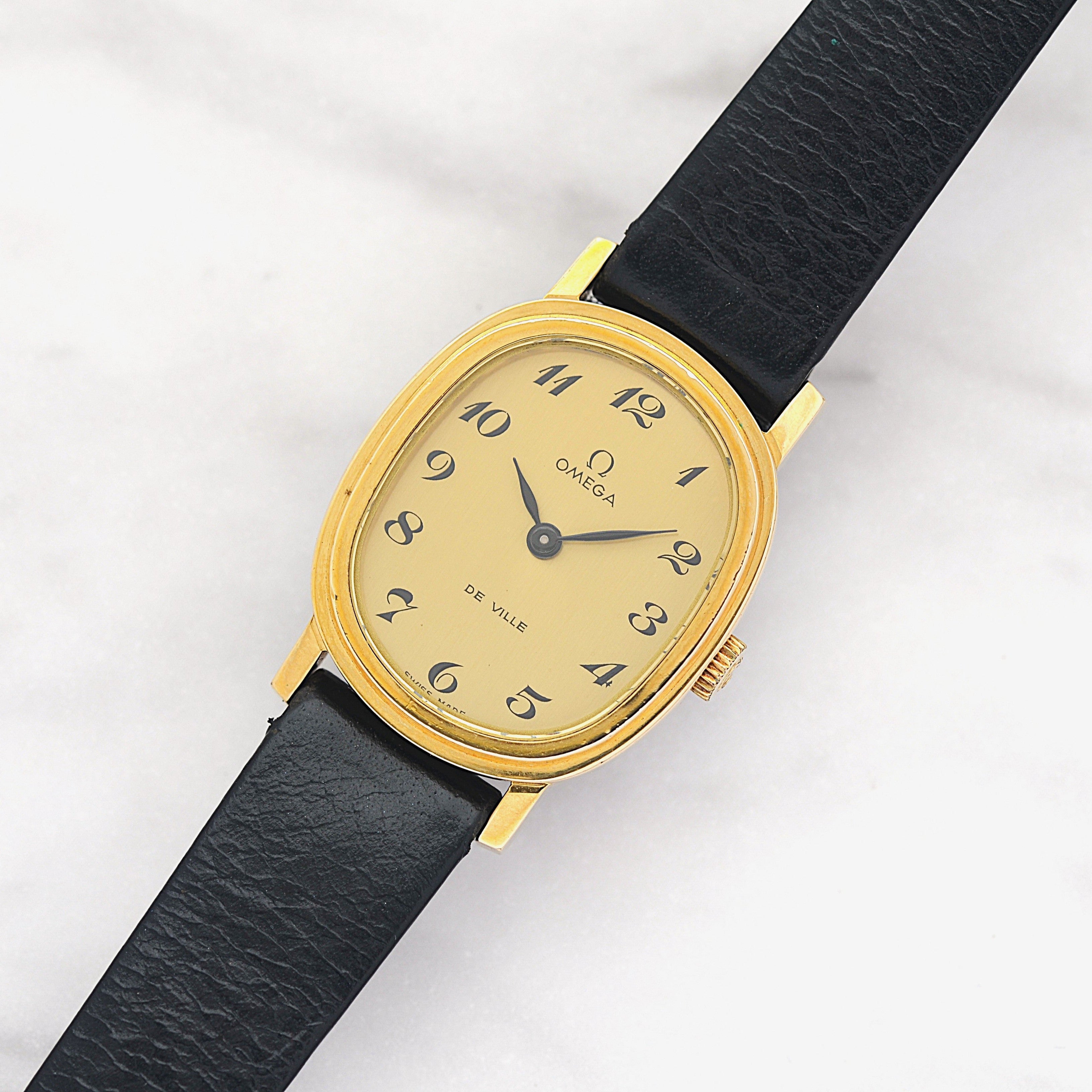 【OMEGA】オメガ デヴィル GP オーバル Gold プリントアラビア デッドストック 純正尾錠付き