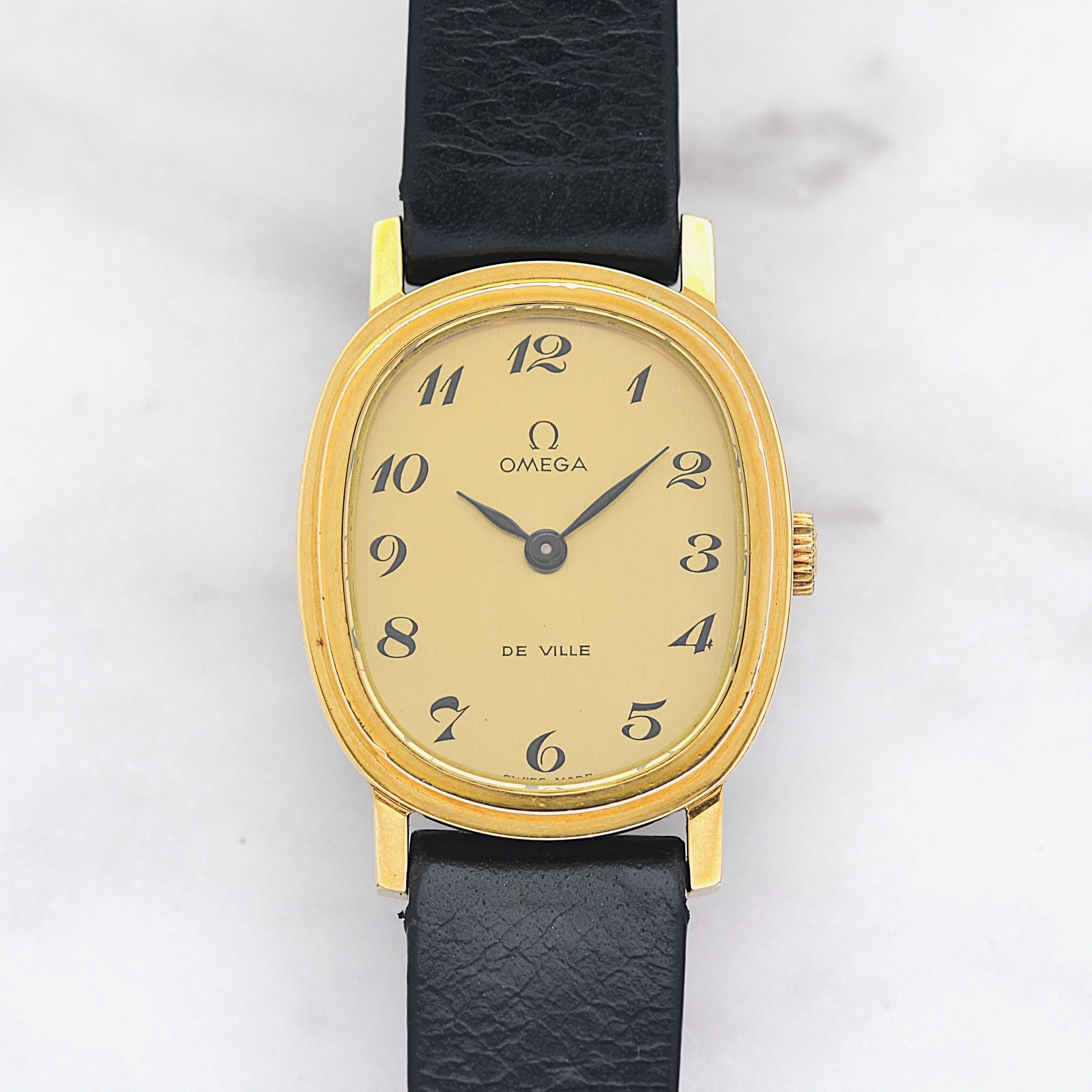 【OMEGA】オメガ デヴィル GP オーバル Gold プリントアラビア デッドストック 純正尾錠付き