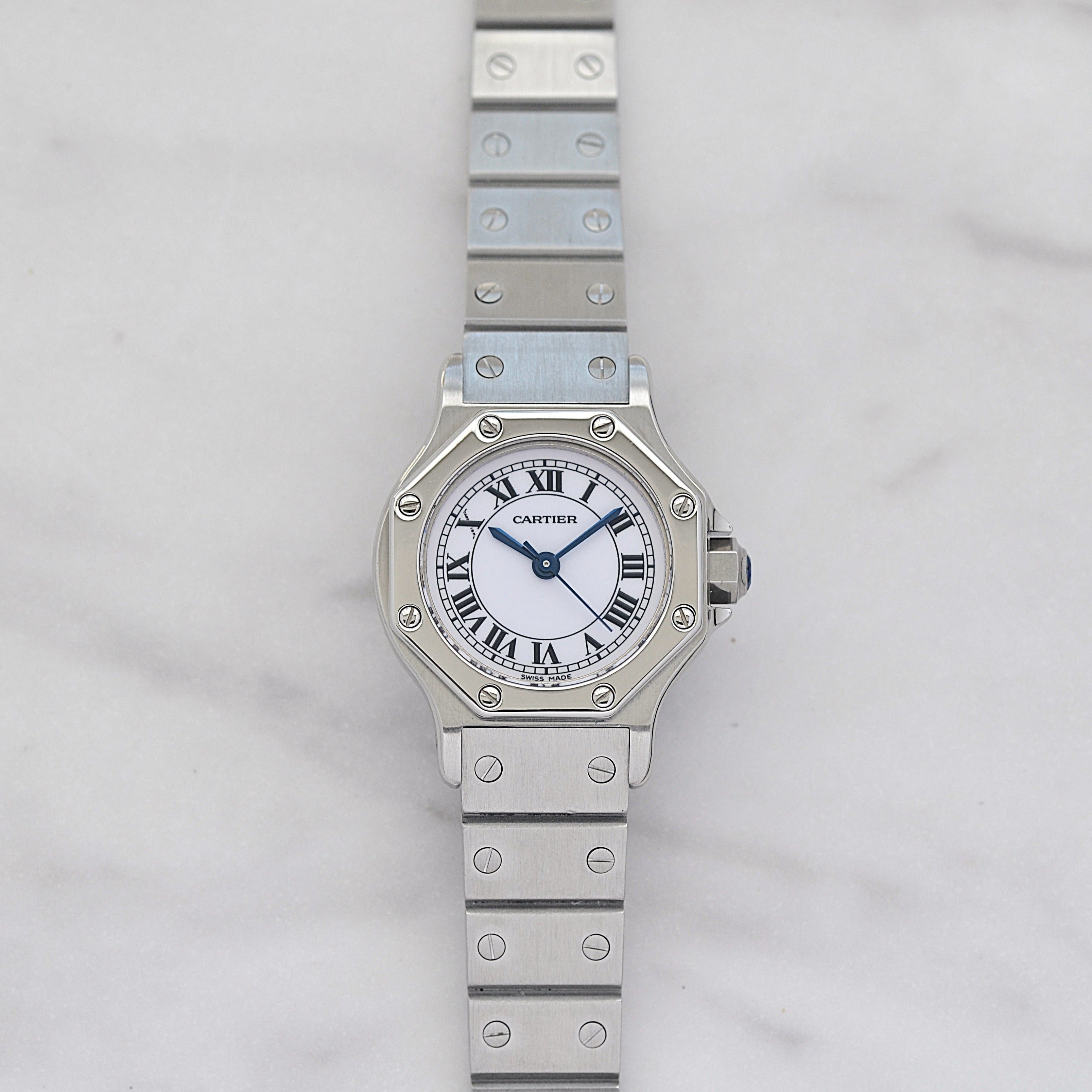 【Cartier】カルティエ サントスオクタゴンSM ステンレス 永久保証書付き カルティエコンプリートサービス済み