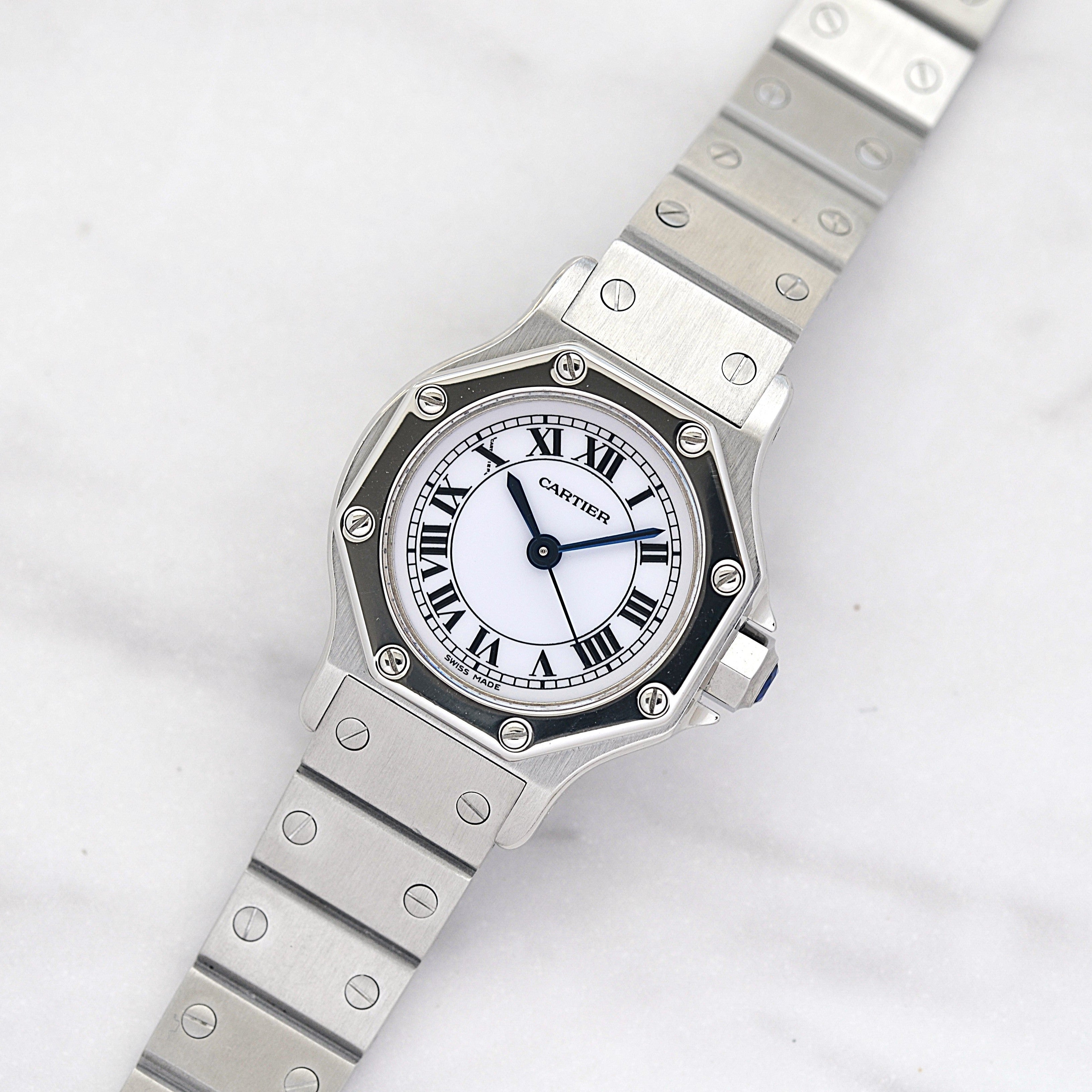 【Cartier】カルティエ サントスオクタゴンSM ステンレス 永久保証書付き カルティエコンプリートサービス済み