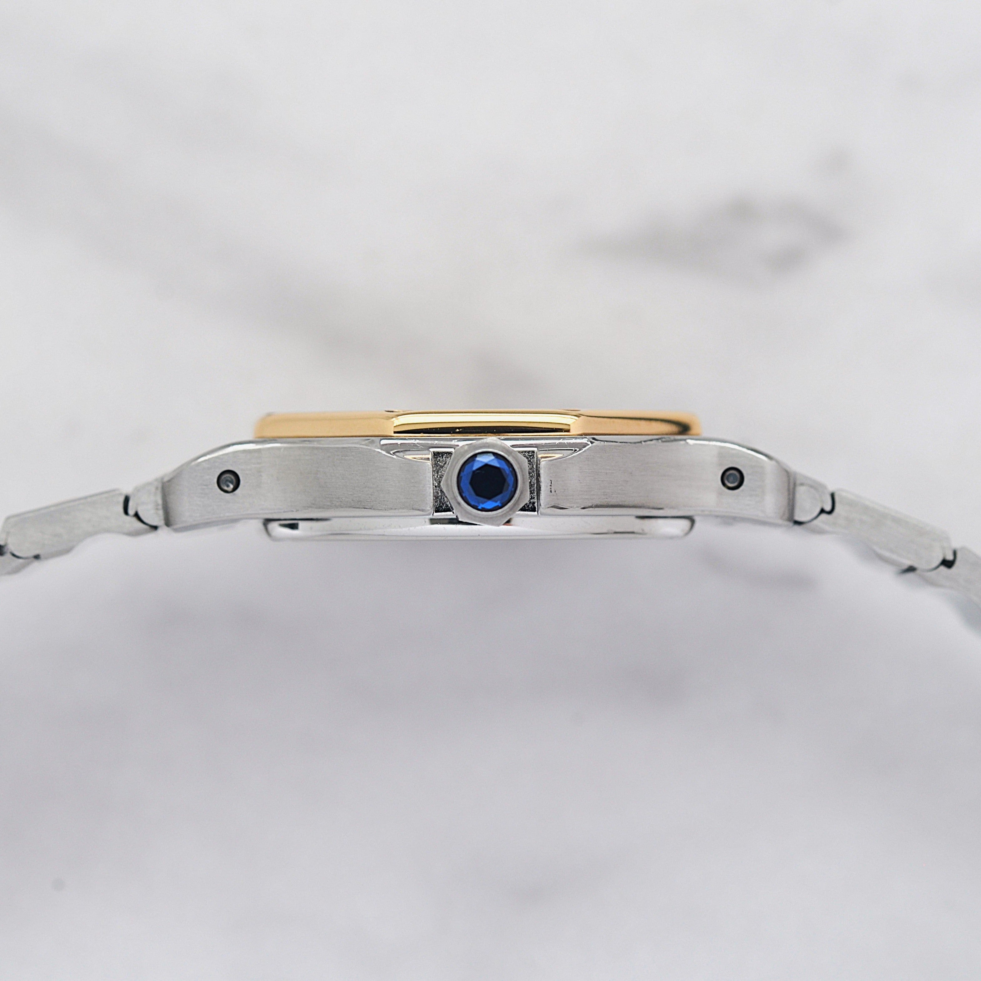 【Cartier】Cartier Santos Octagon SM 18K YG x SS Quartz Model, Cartier Complete Service Performed
