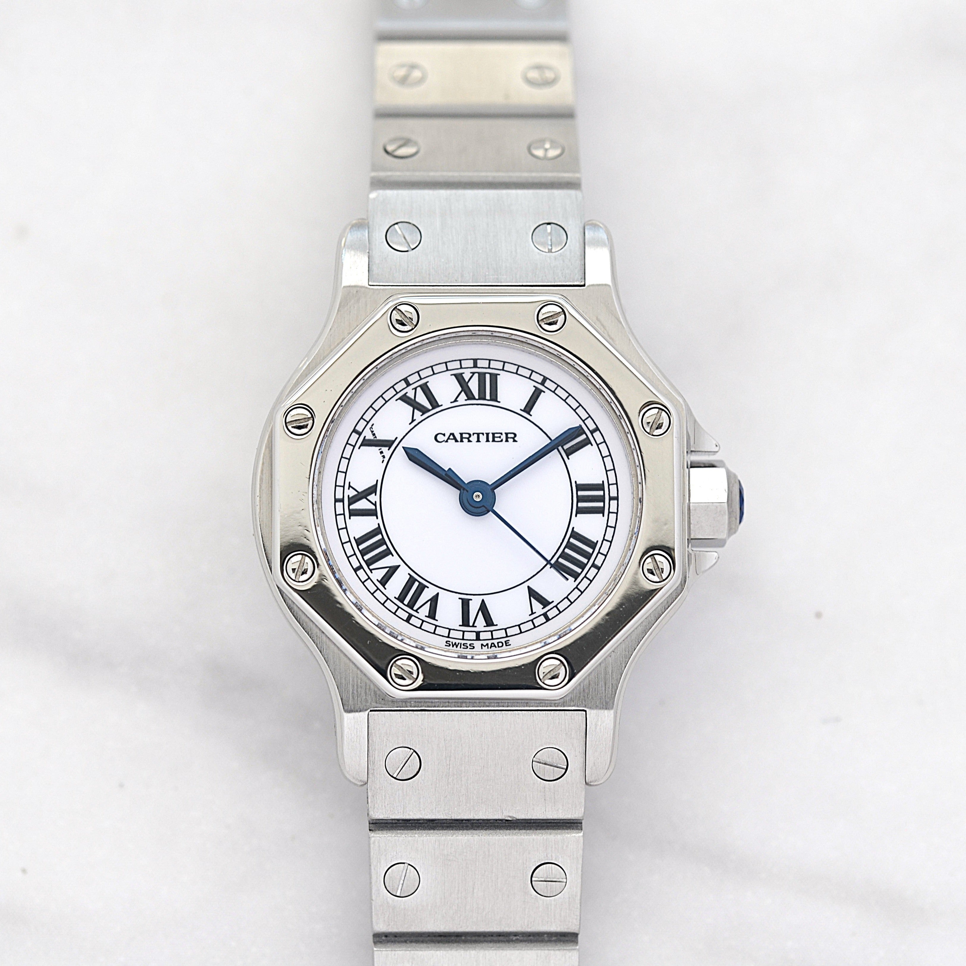 【Cartier】カルティエ サントスオクタゴンSM ステンレス 永久保証書付き カルティエコンプリートサービス済み
