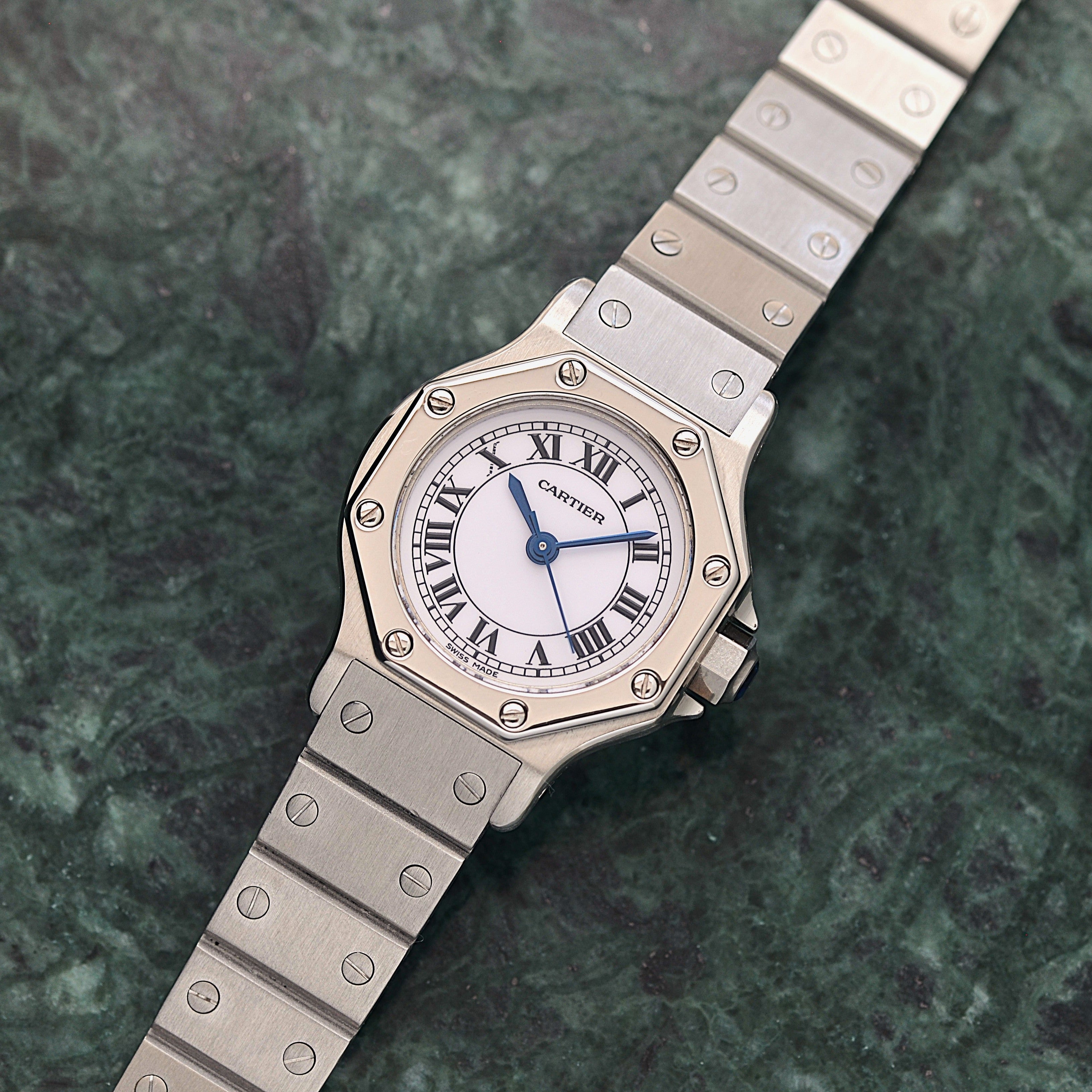 【Cartier】カルティエ サントスオクタゴンSM ステンレス 永久保証書付き カルティエコンプリートサービス済み
