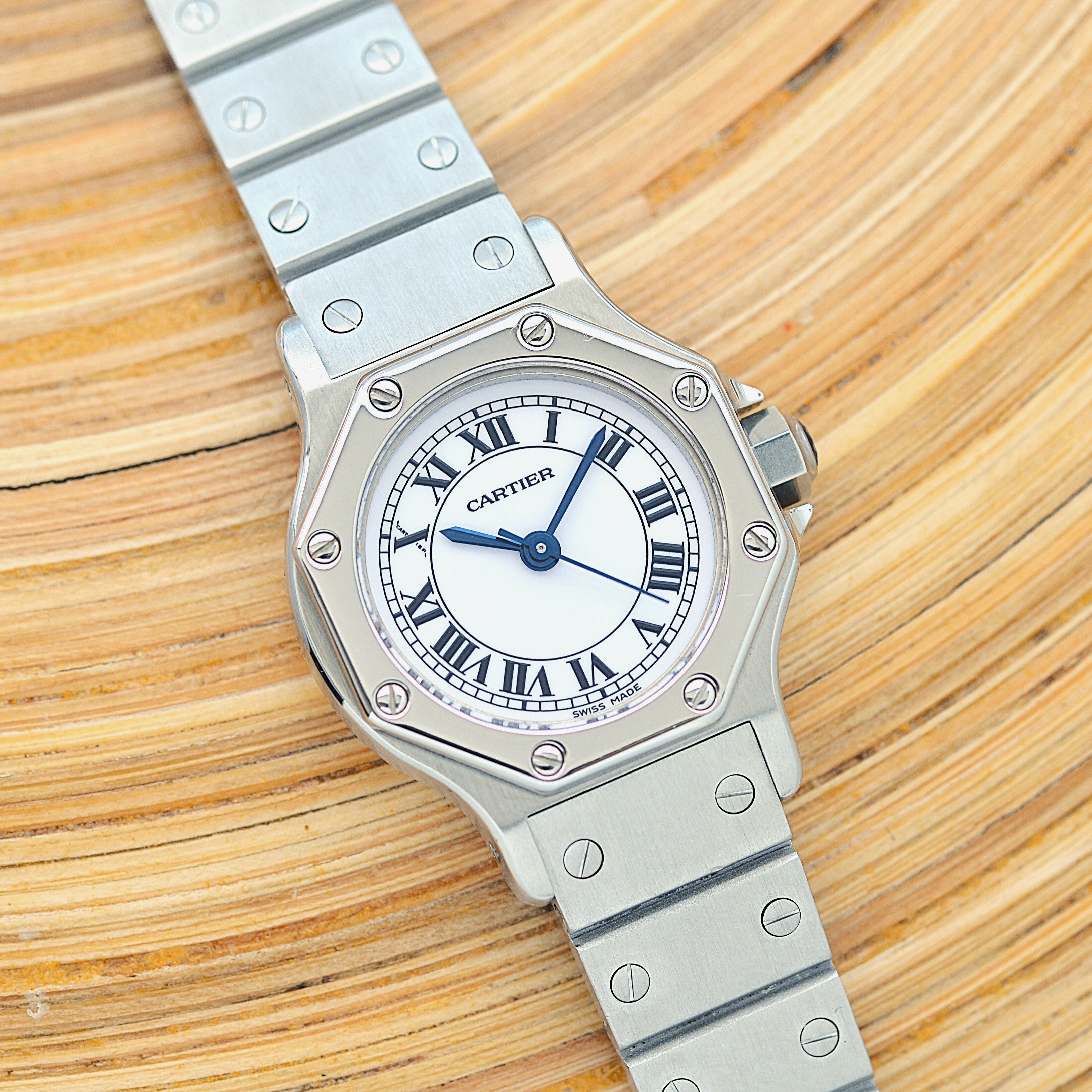 【Cartier】カルティエ サントスオクタゴンSM ステンレス 永久保証書付き カルティエコンプリートサービス済み
