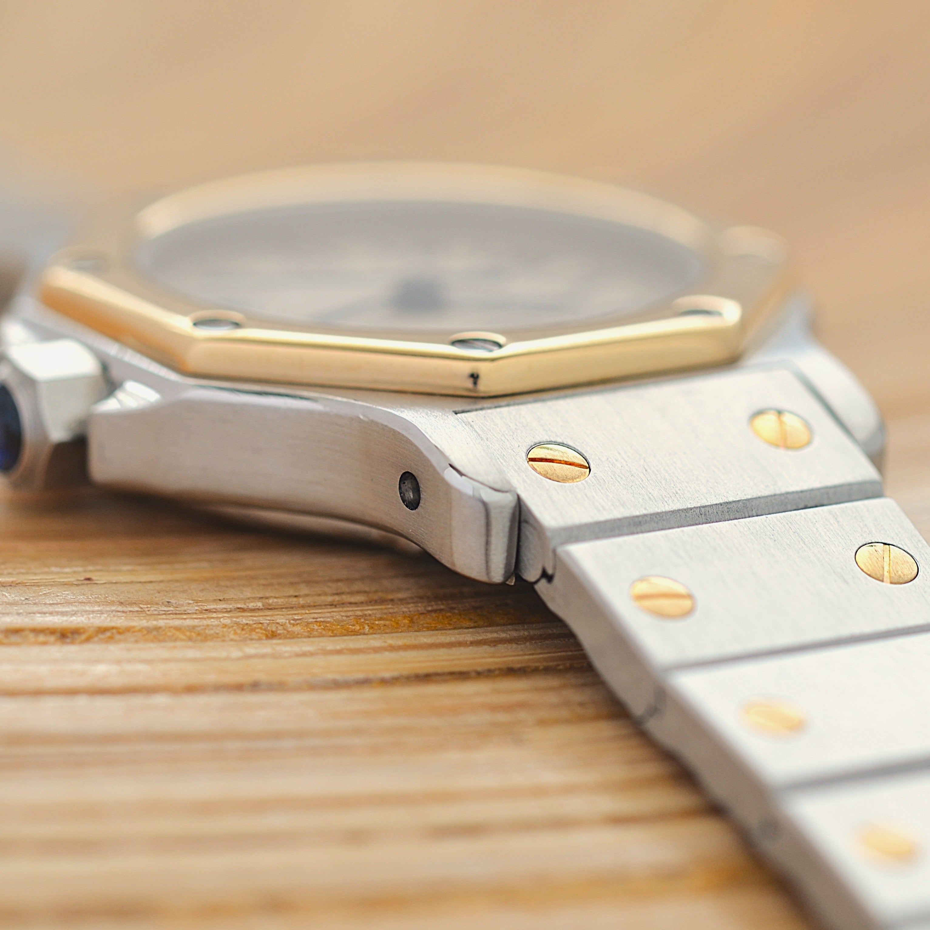 【Cartier】Cartier Santos Octagon SM 18K YG x SS Quartz Model, Cartier Complete Service Performed